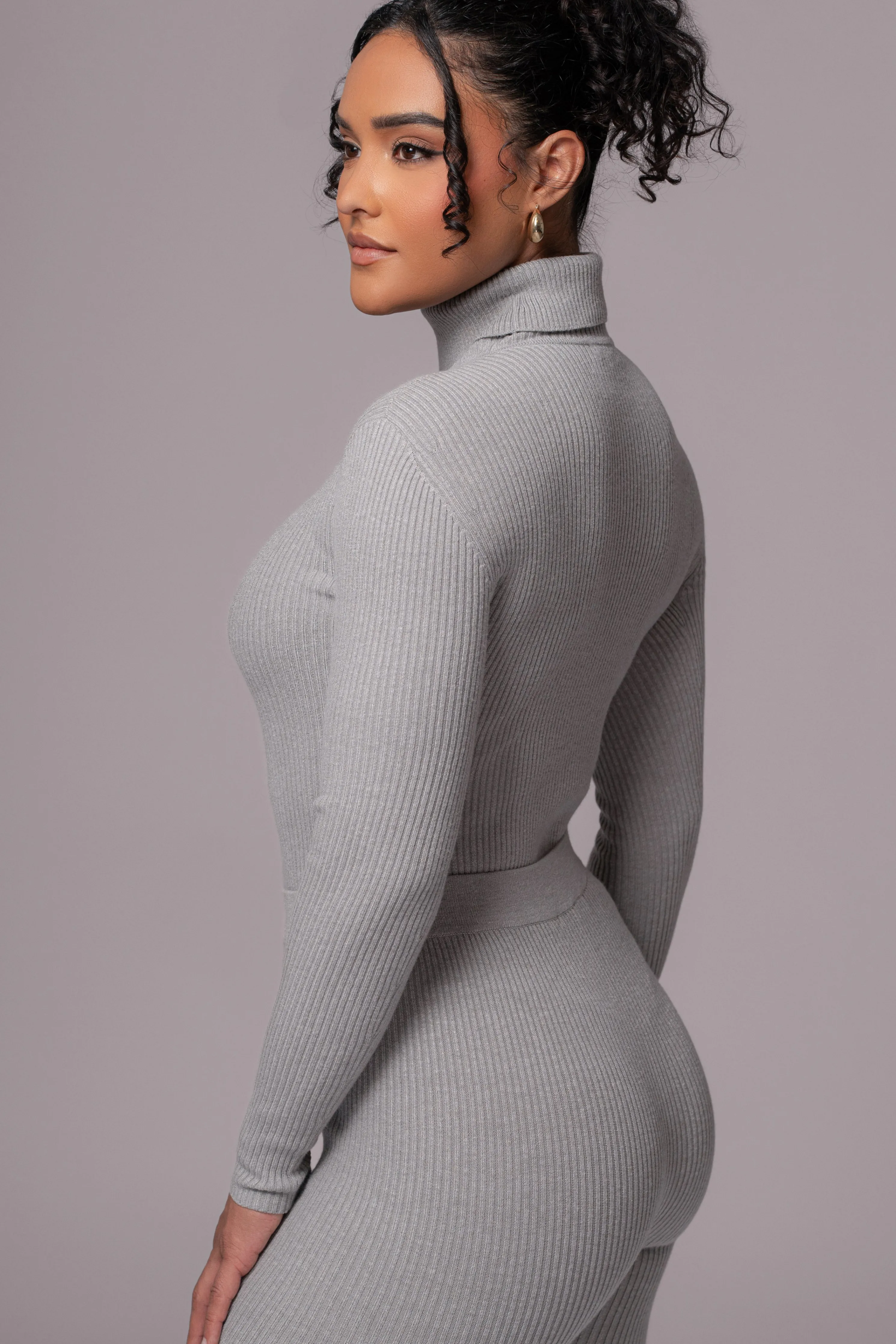 Heather Grey Arlett Turtleneck Bodysuit