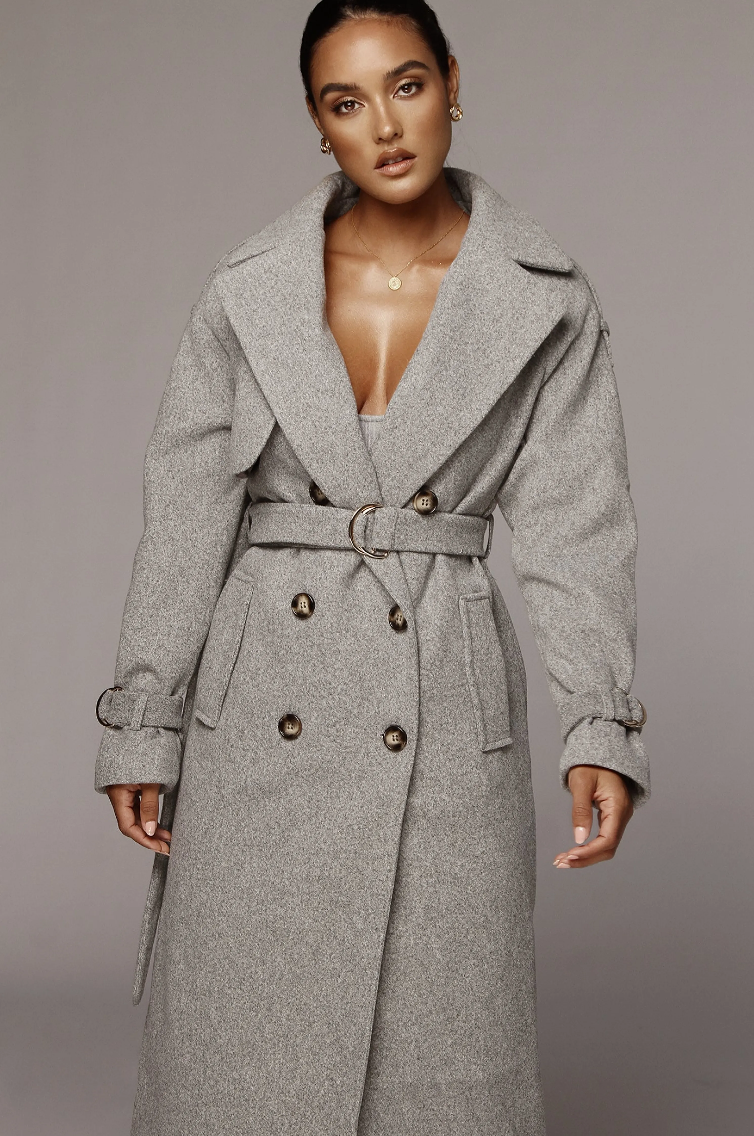 Heather Grey Beverly Trench Coat