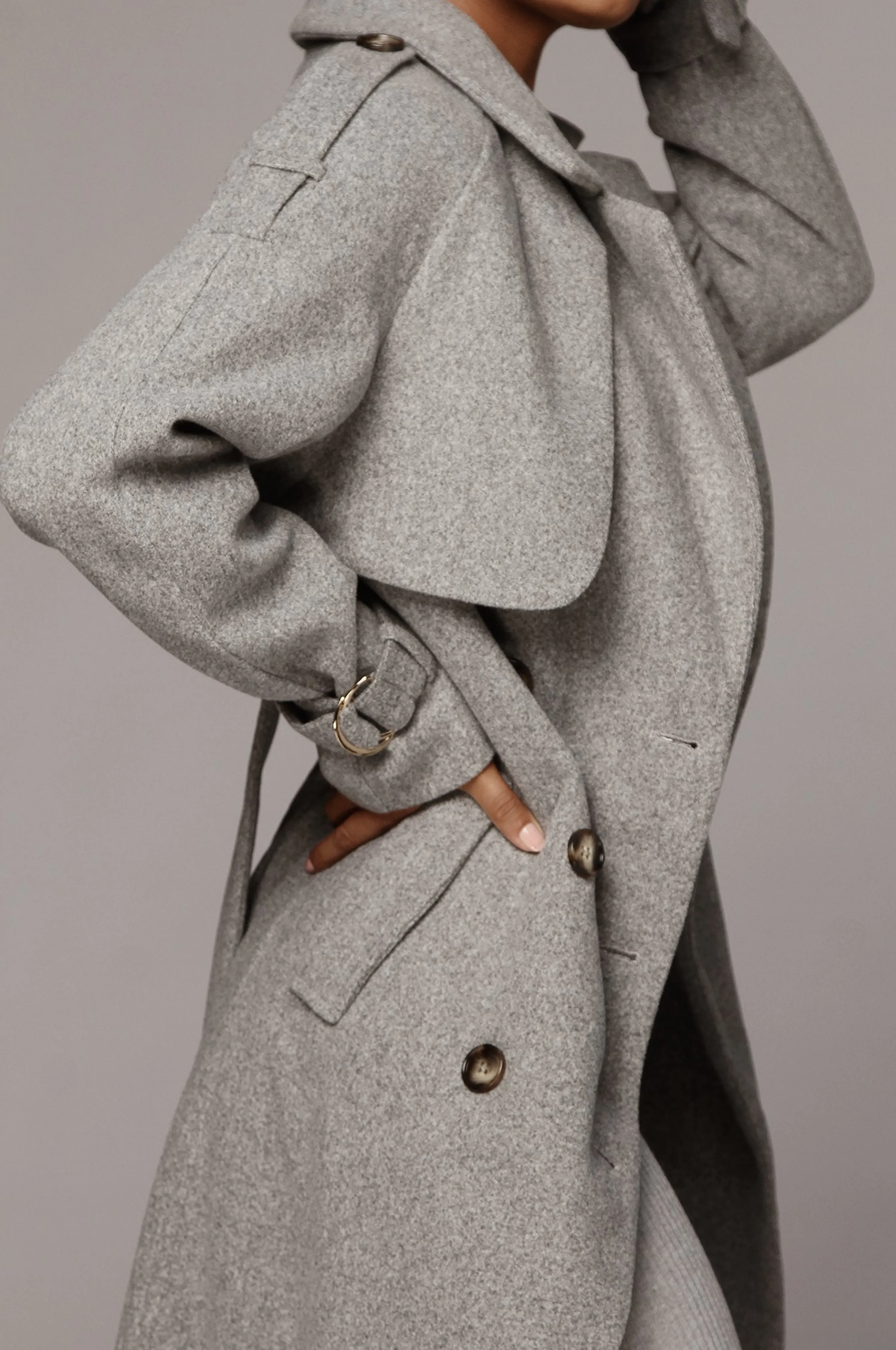Heather Grey Beverly Trench Coat