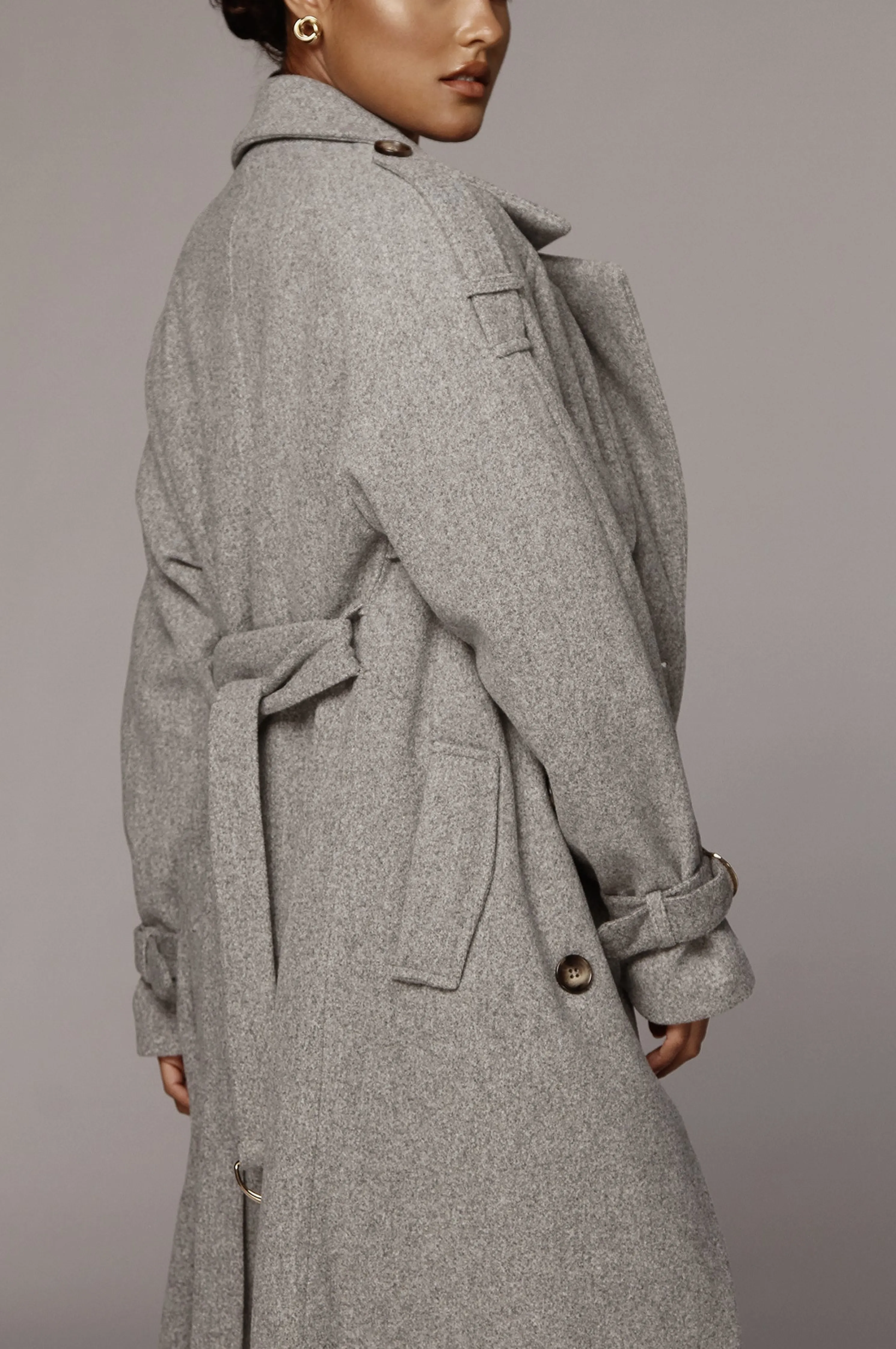 Heather Grey Beverly Trench Coat