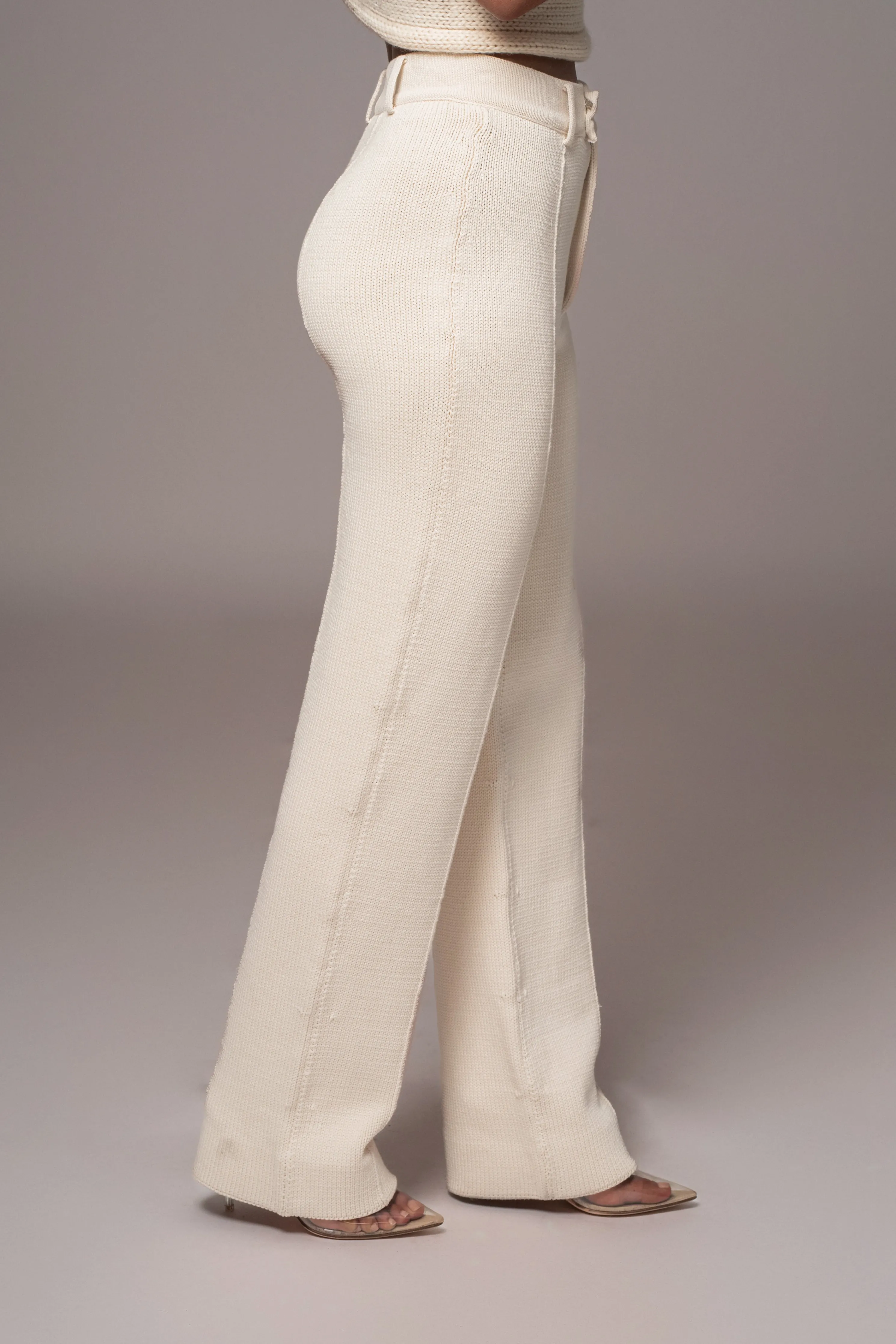 Ivory Back In Business Knit Trousers