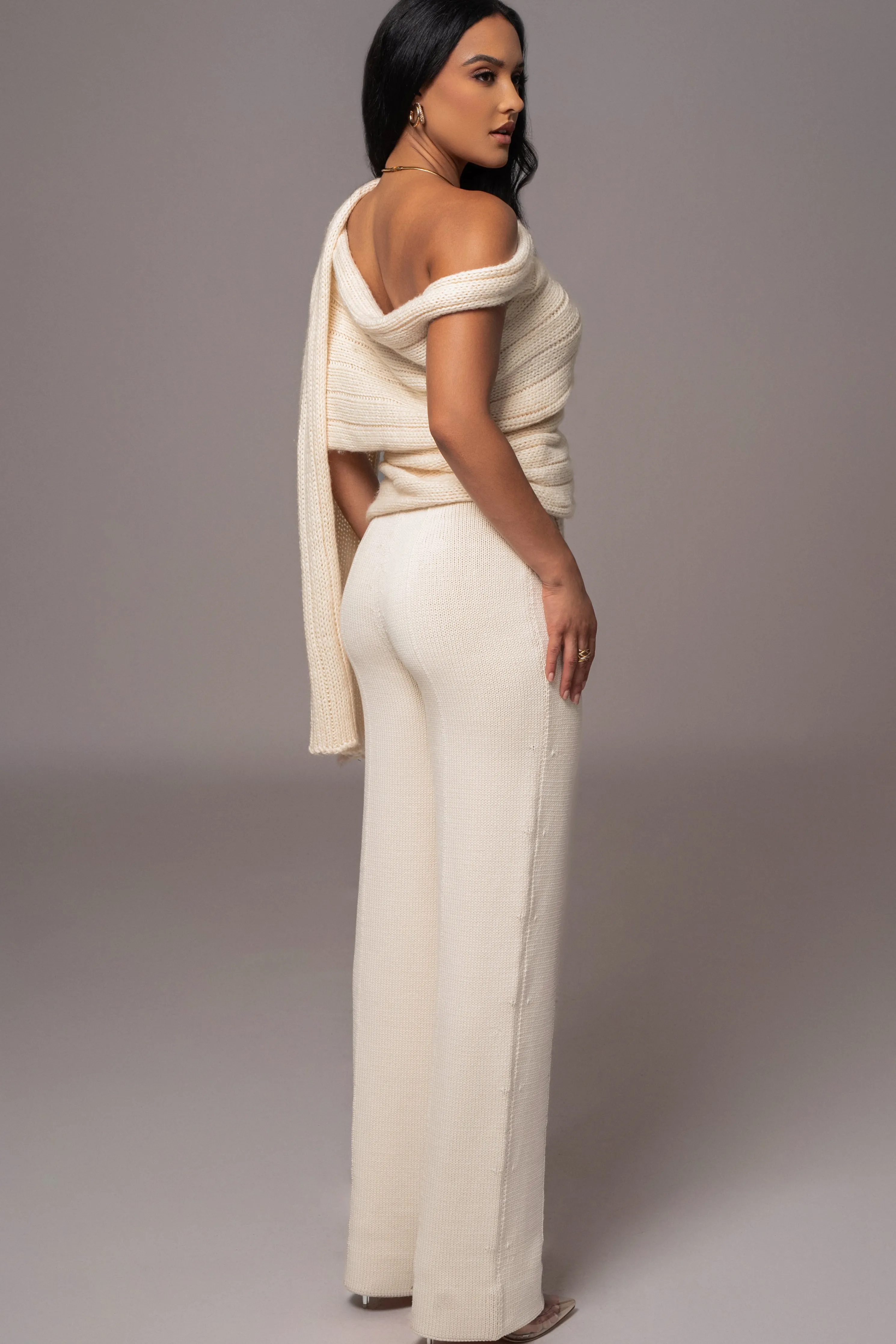 Ivory Back In Business Knit Trousers