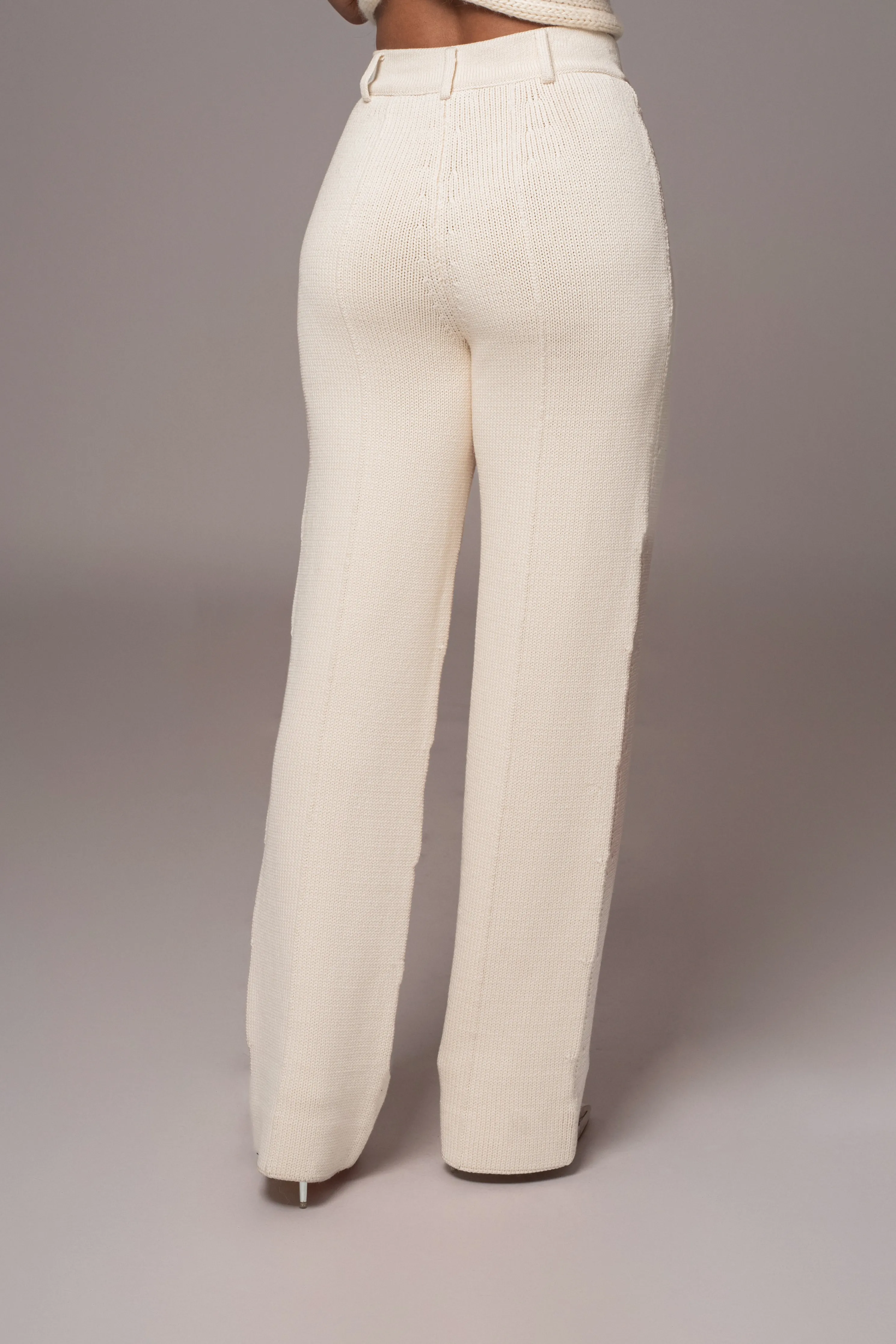 Ivory Back In Business Knit Trousers