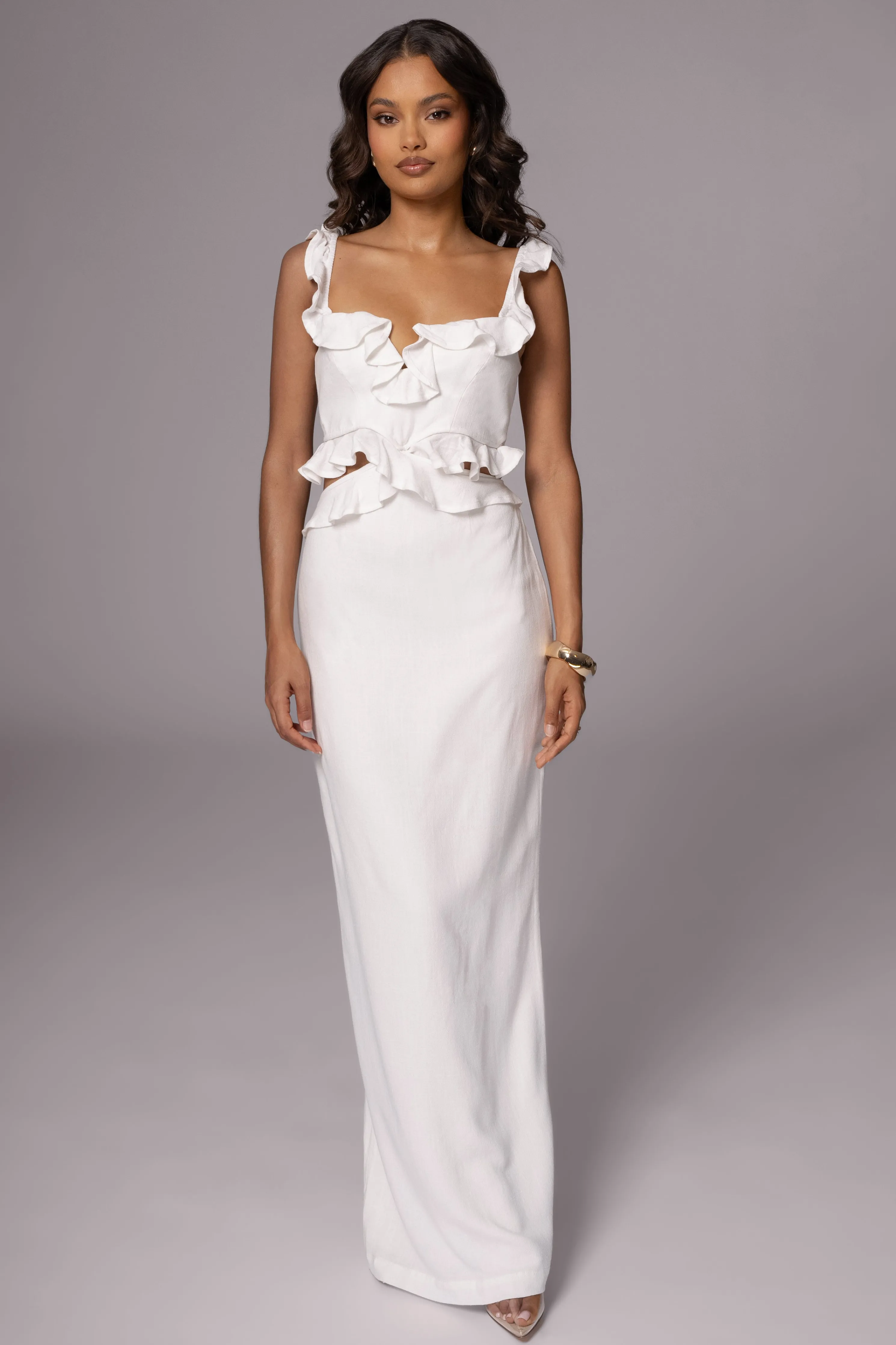 Ivory Brighter Days Linen Maxi Dress