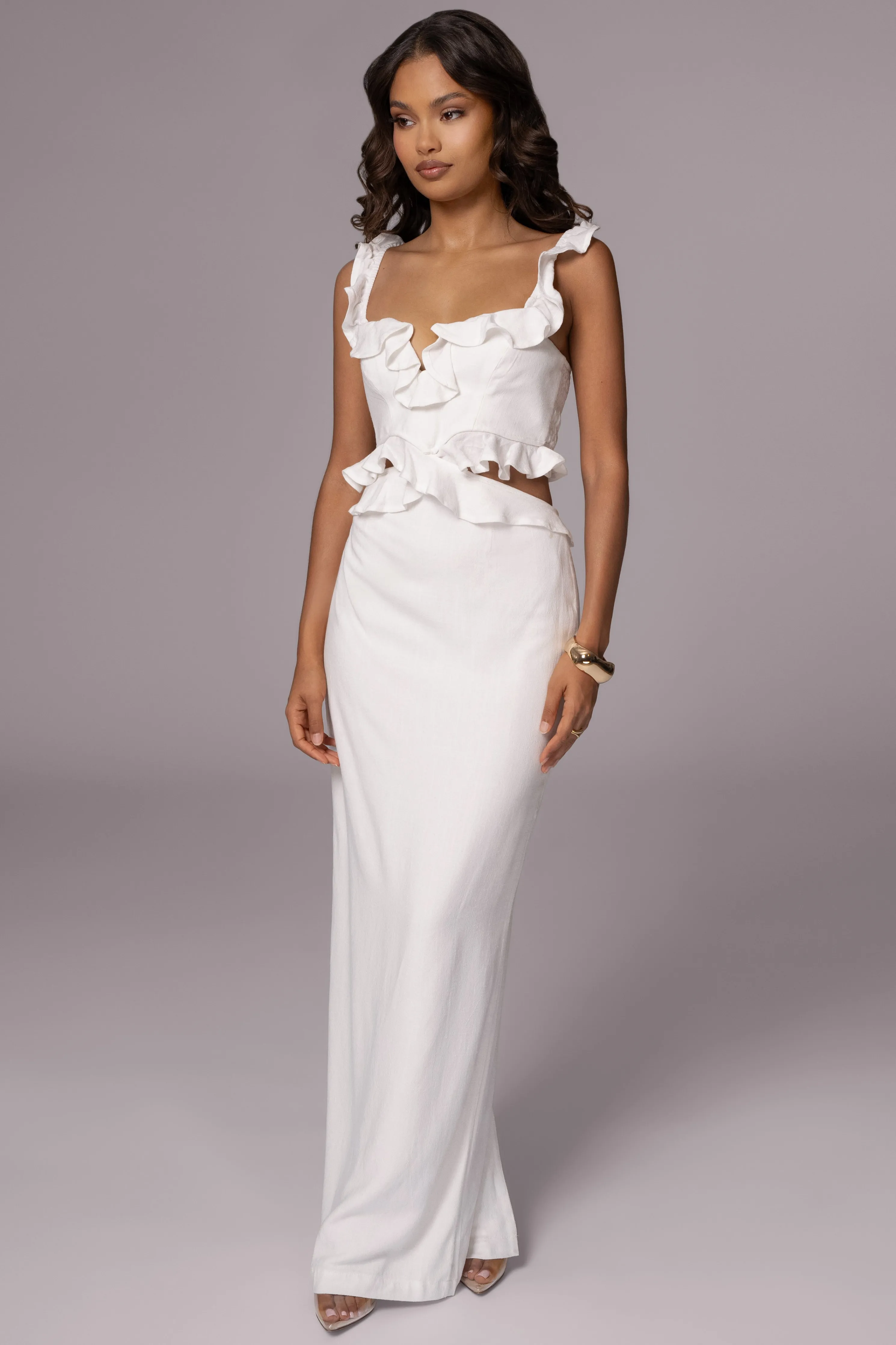 Ivory Brighter Days Linen Maxi Dress