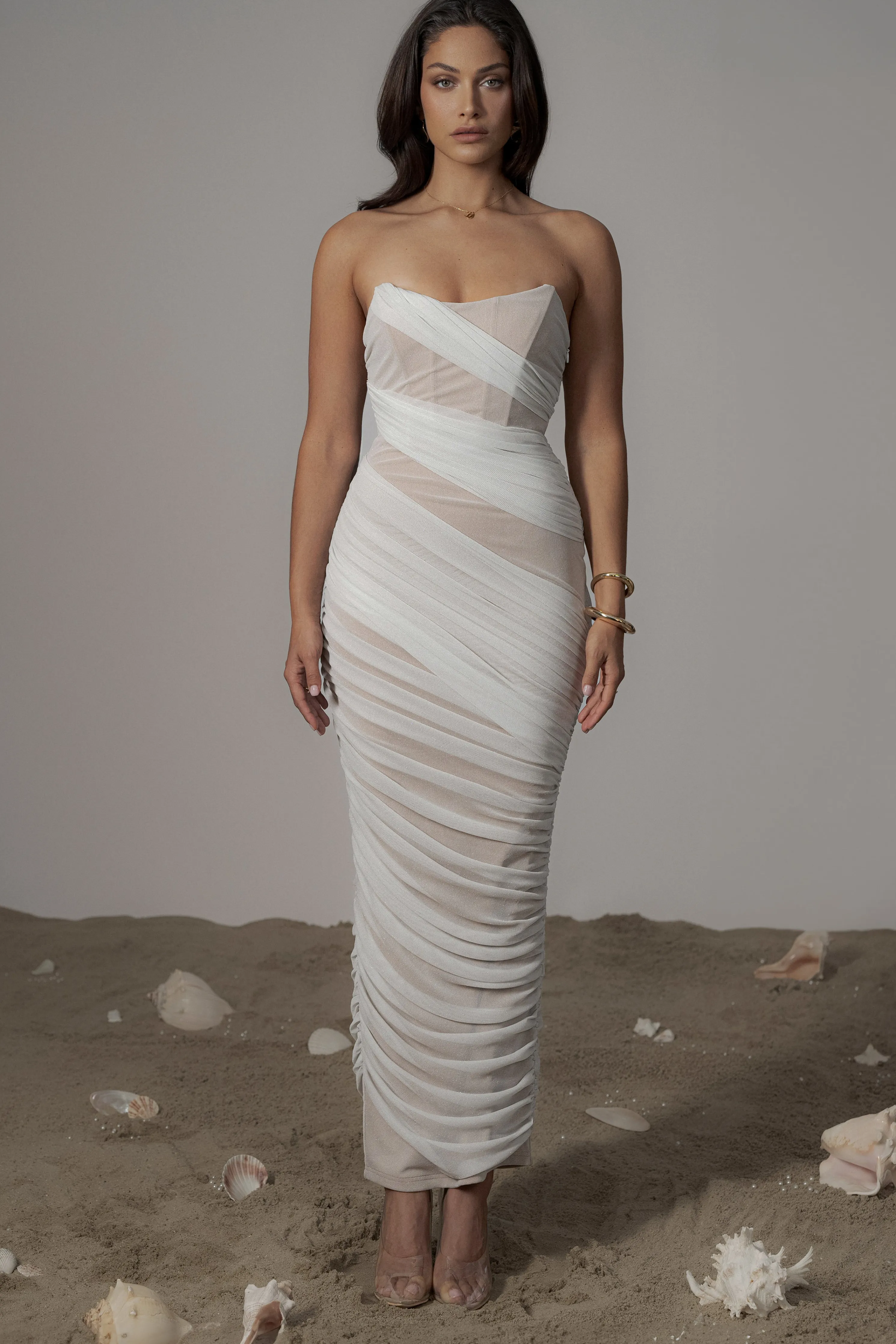 Ivory Catalina Lurex Knit Maxi Dress