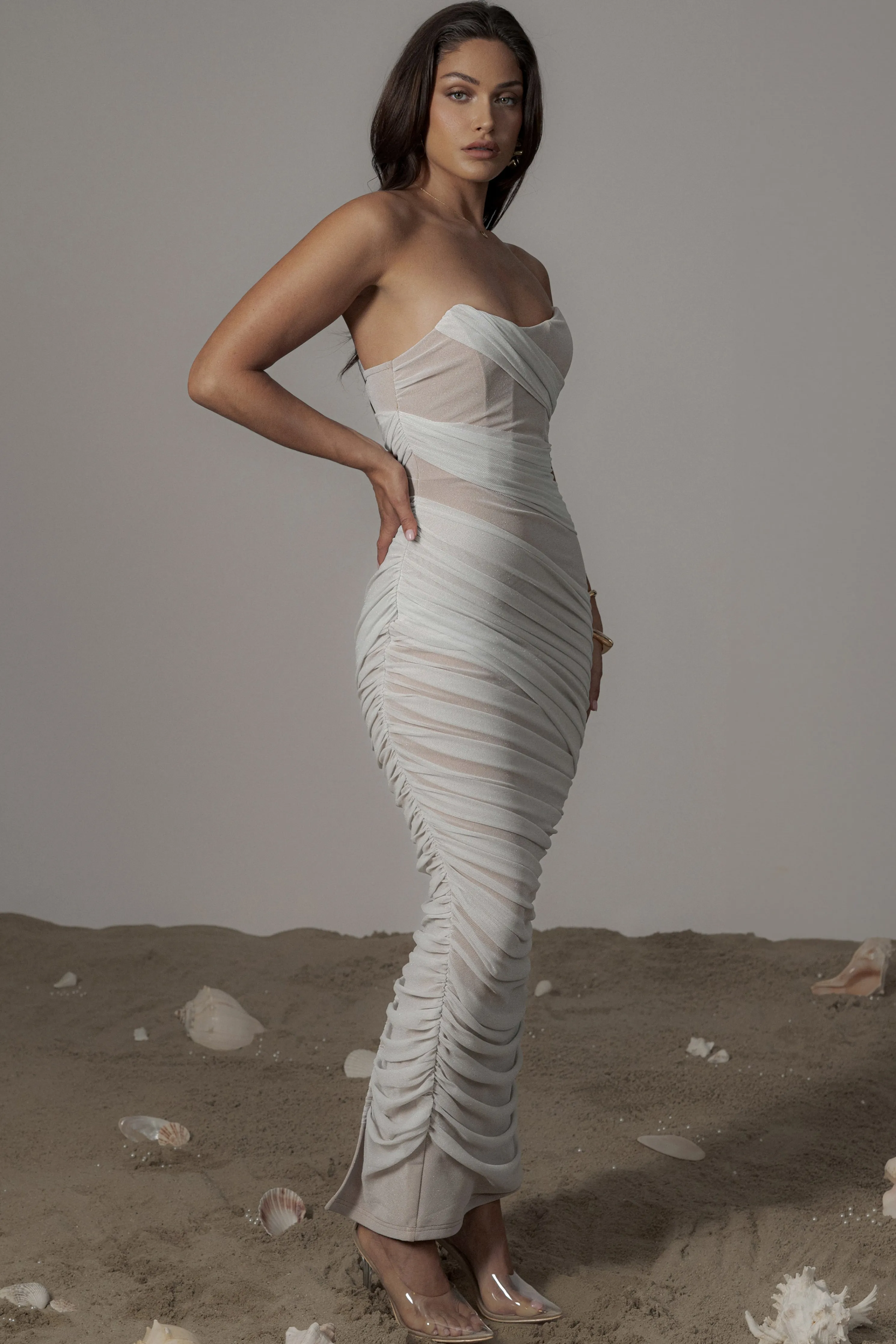 Ivory Catalina Lurex Knit Maxi Dress