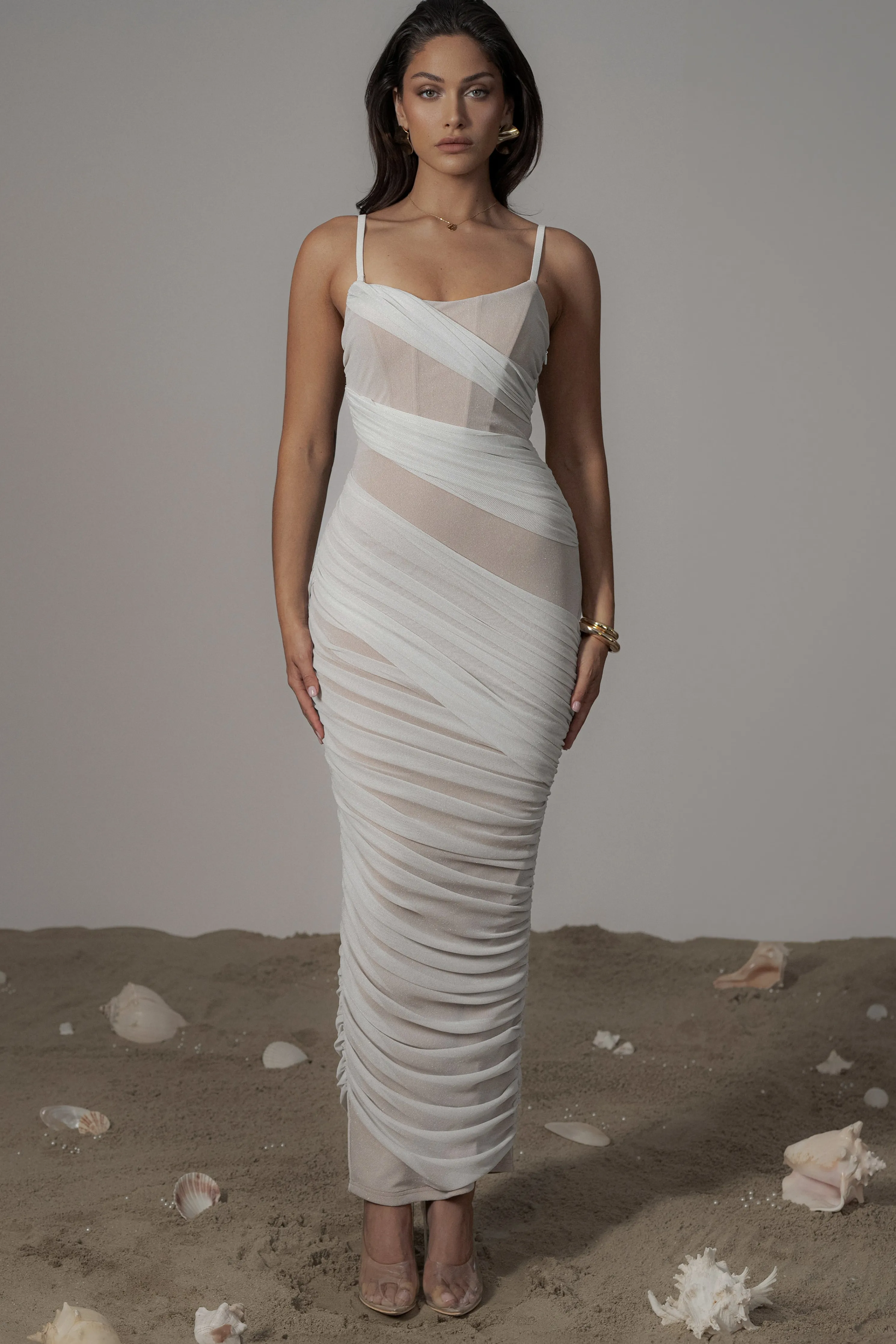 Ivory Catalina Lurex Knit Maxi Dress