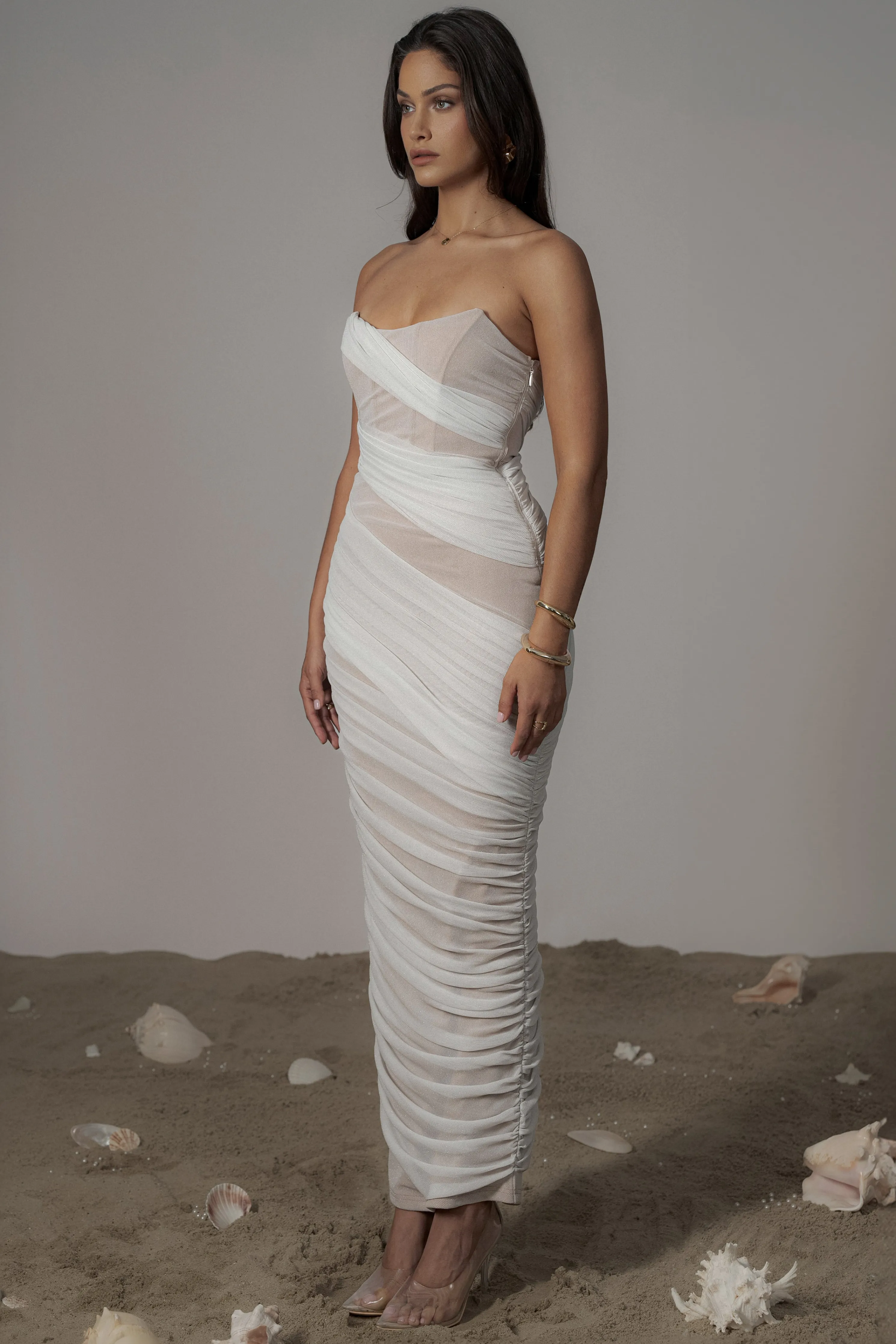 Ivory Catalina Lurex Knit Maxi Dress