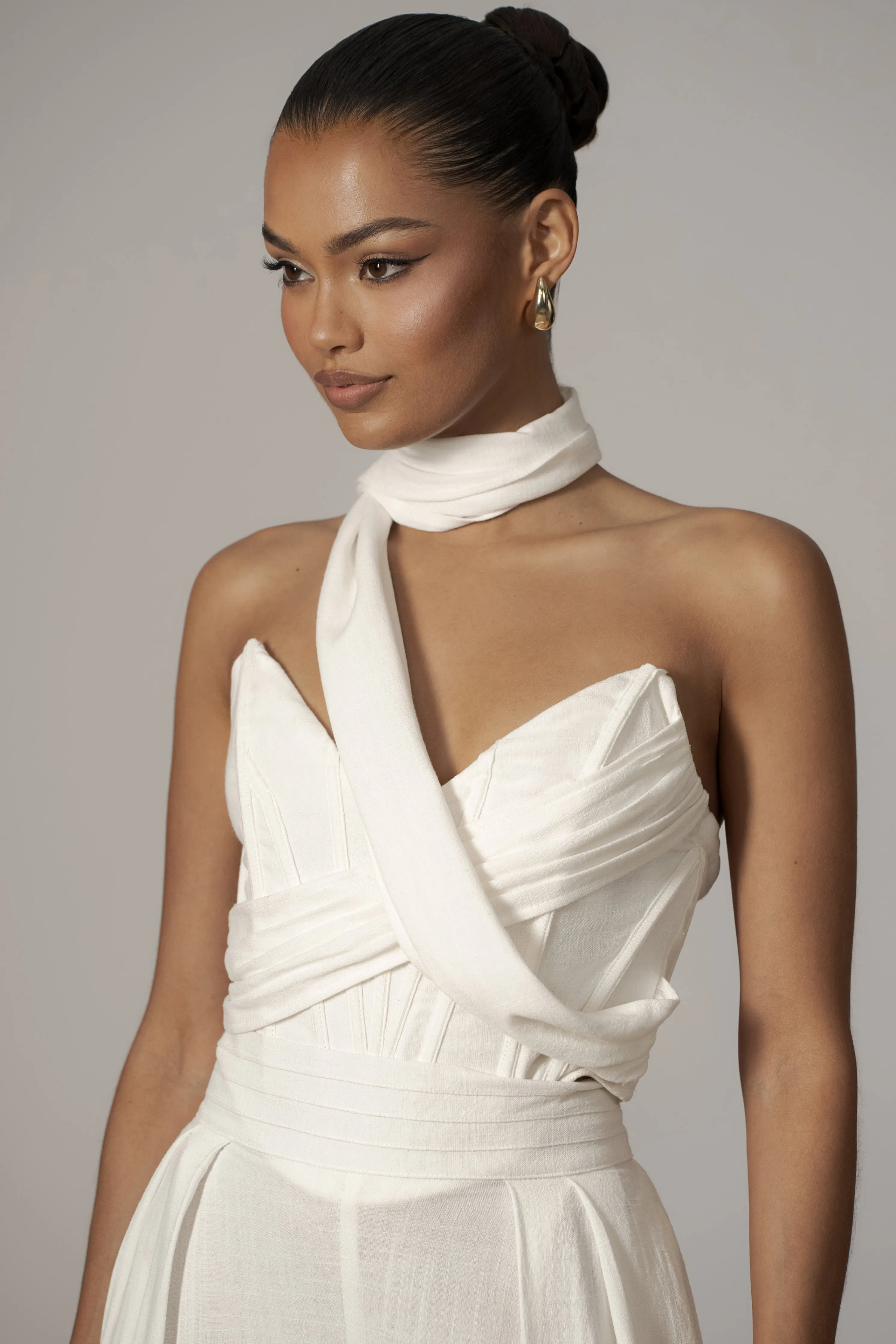 Ivory Coastal Bliss Linen Bustier