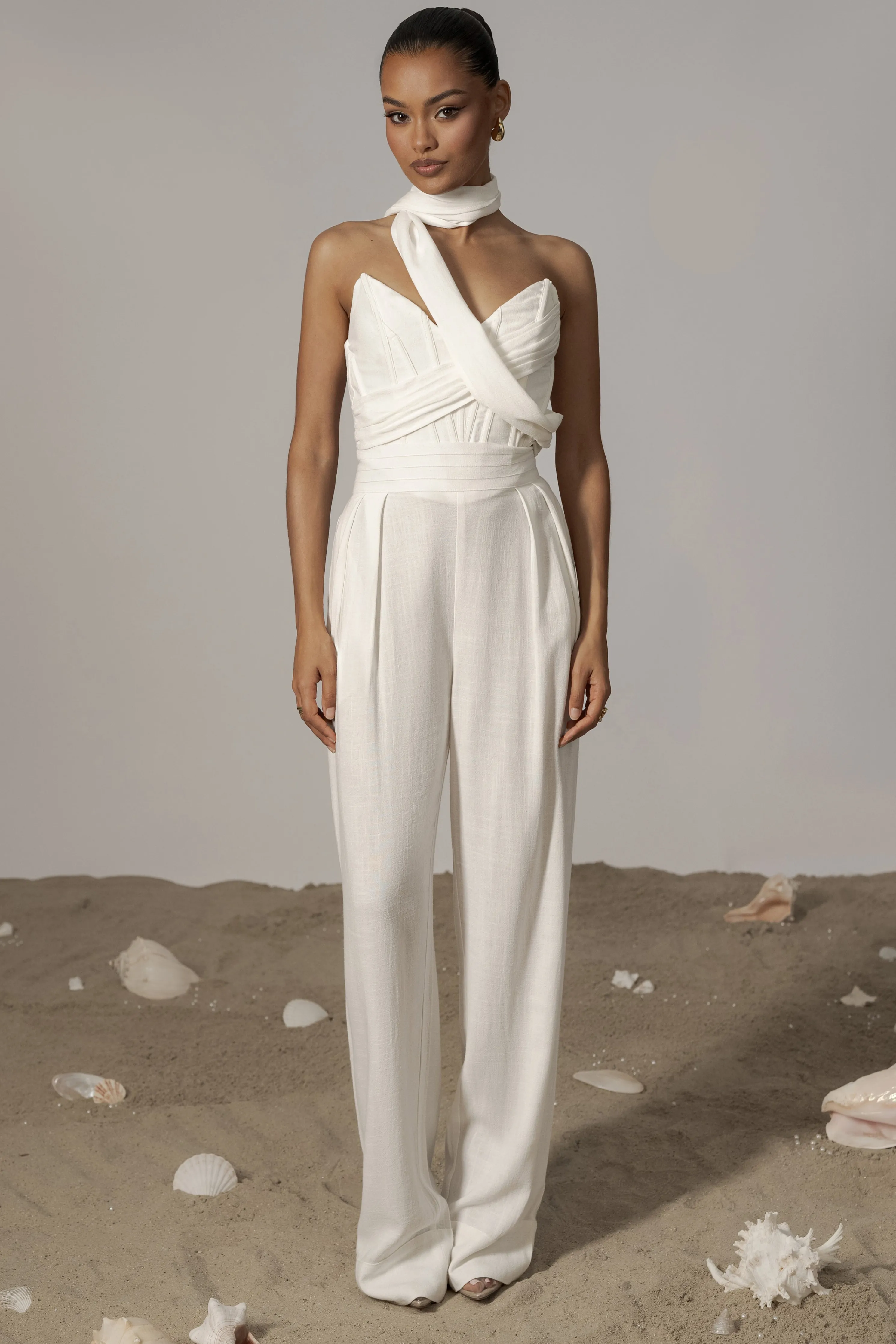 Ivory Coastal Bliss Linen Bustier