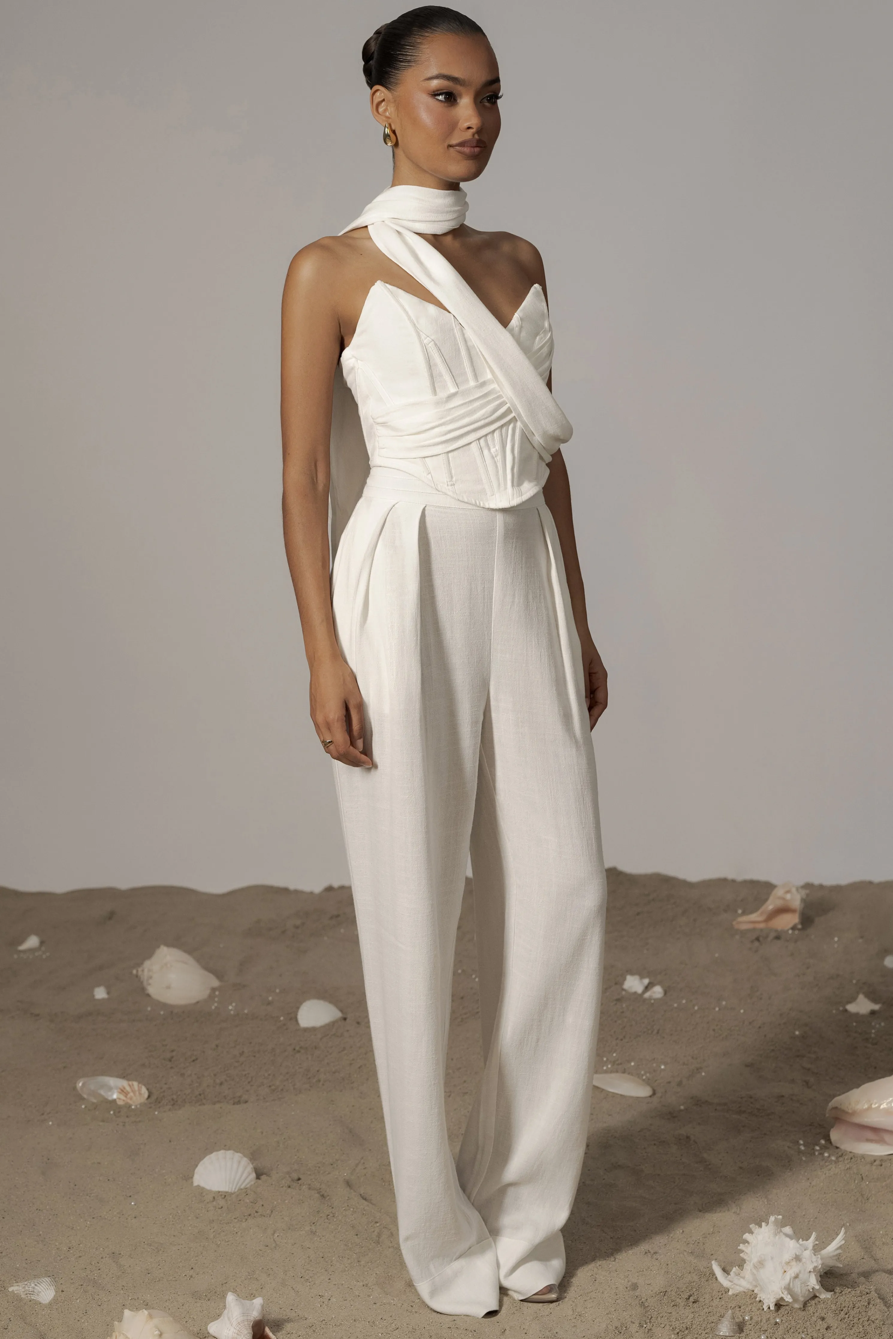 Ivory Coastal Bliss Linen Bustier