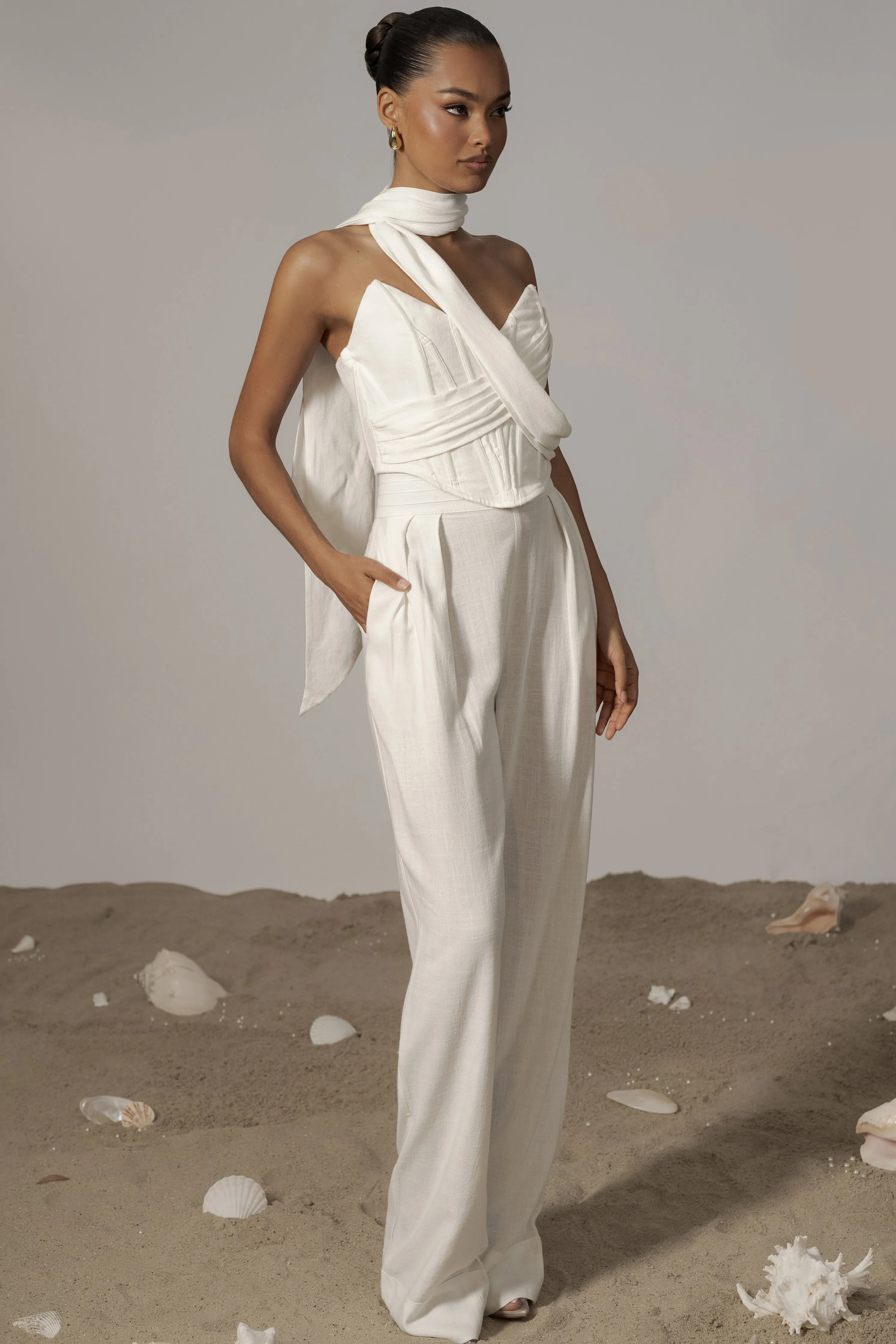 Ivory Coastal Bliss Linen Bustier