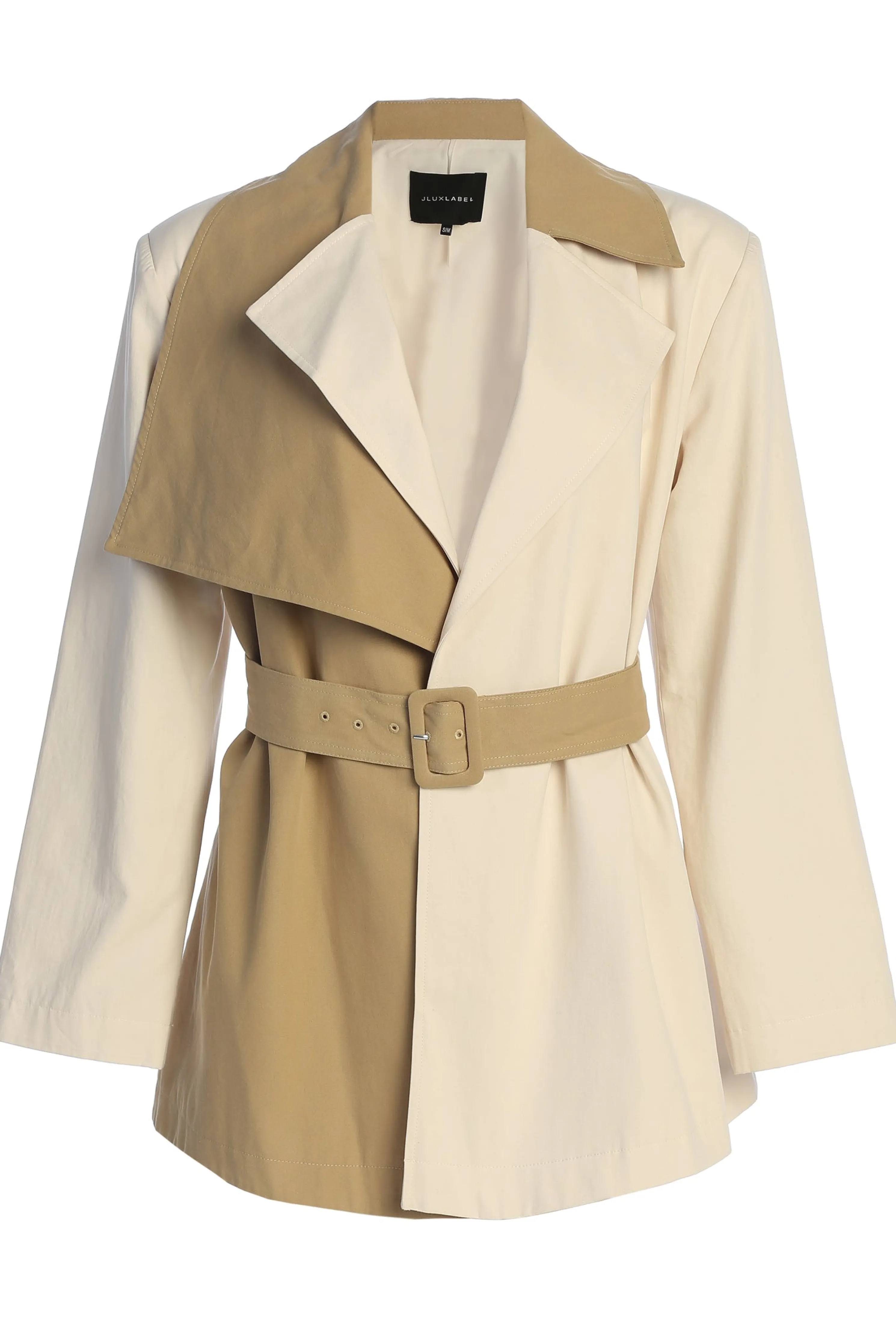 Ivory Color Block Summit Belted Jacket