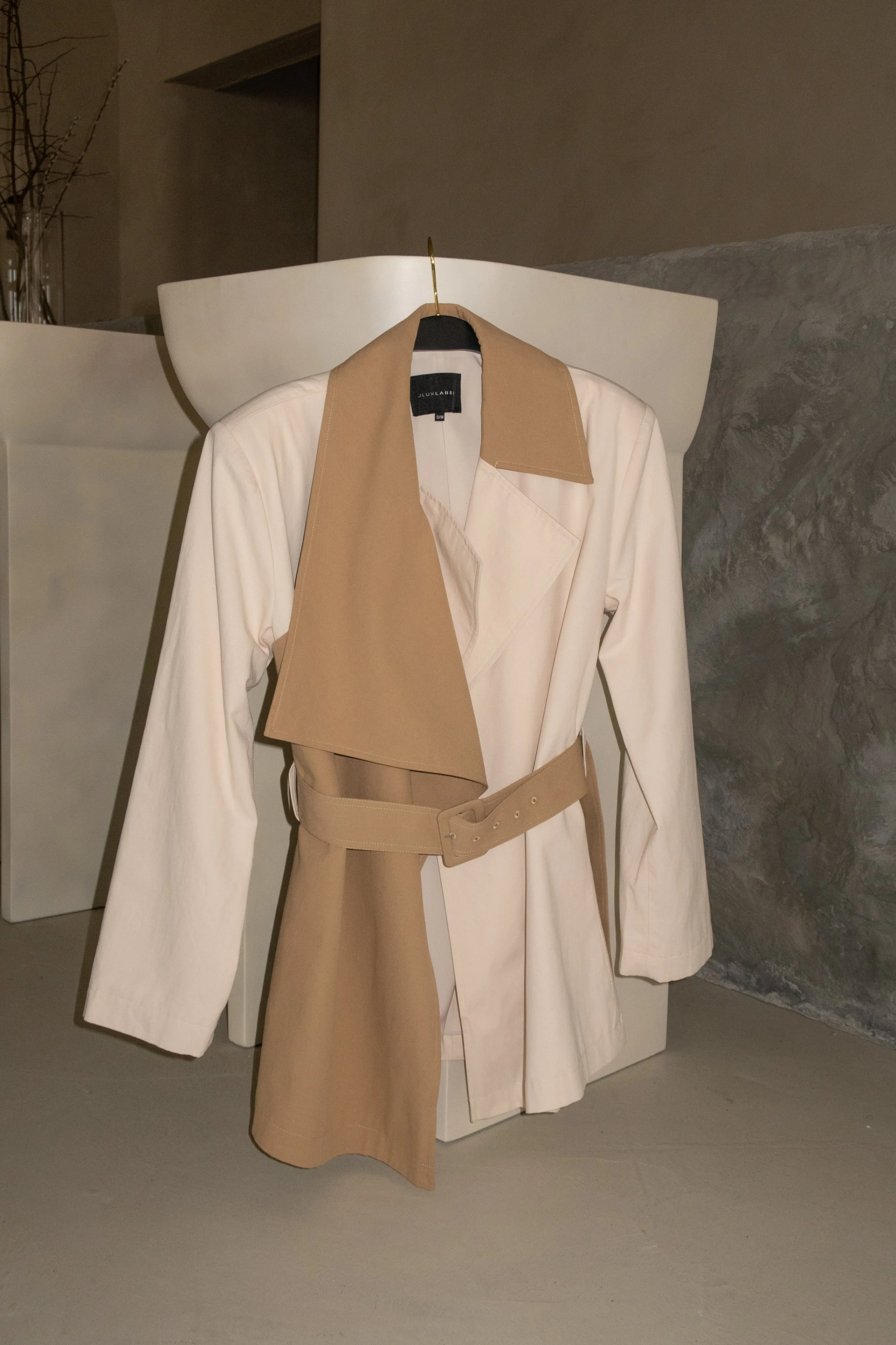 Ivory Color Block Summit Belted Jacket