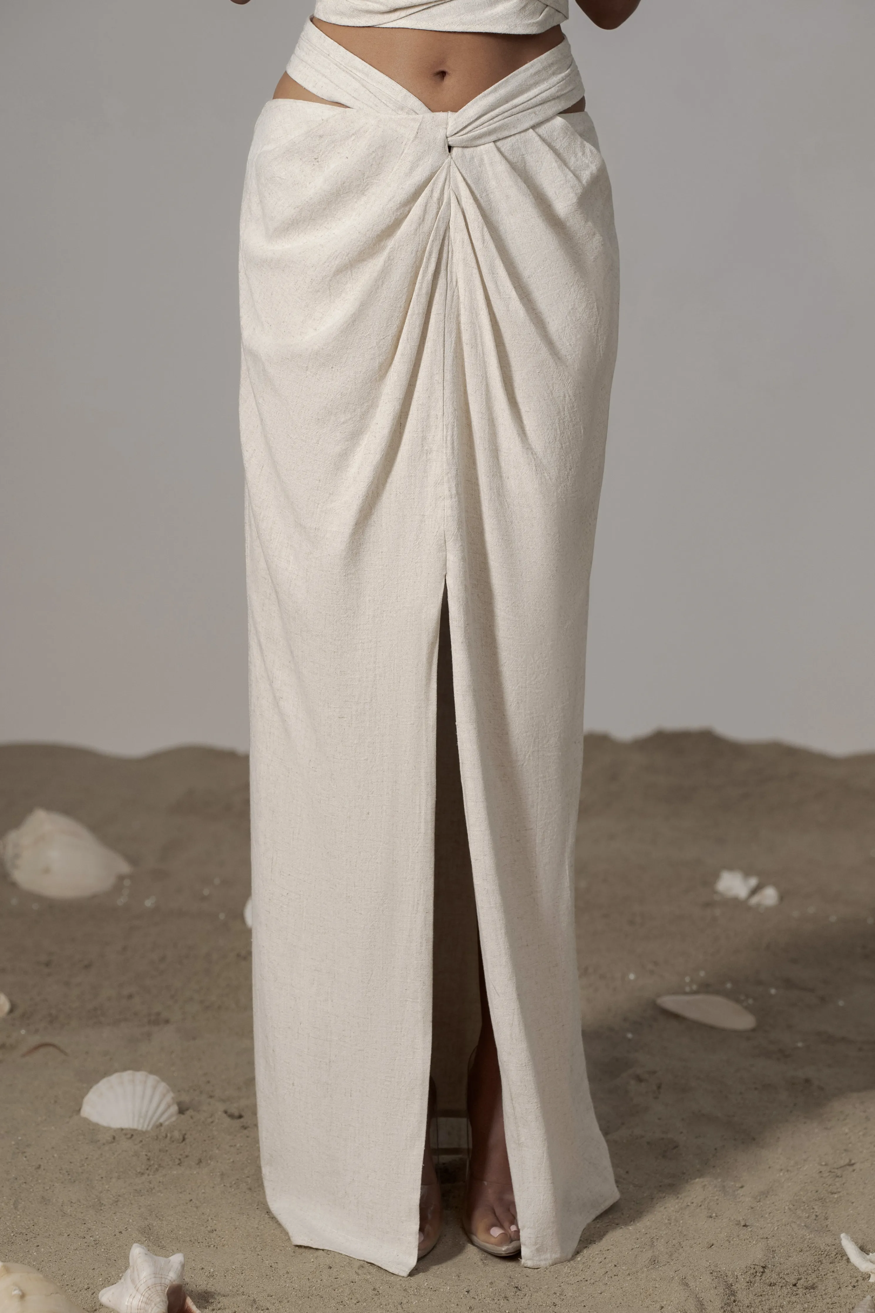 Ivory Dreamland Linen Skirt