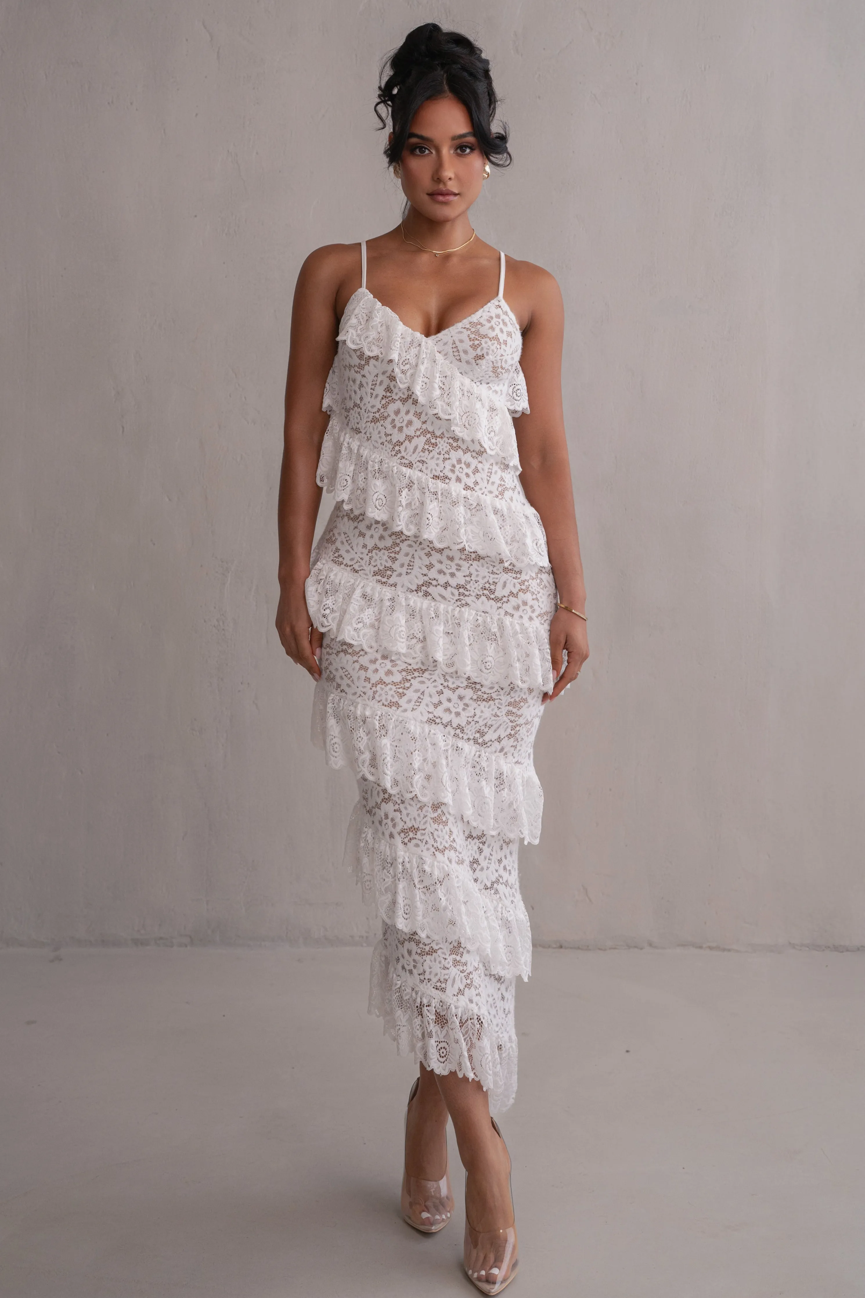 Ivory Feeling Of Forever Ruffle Dress