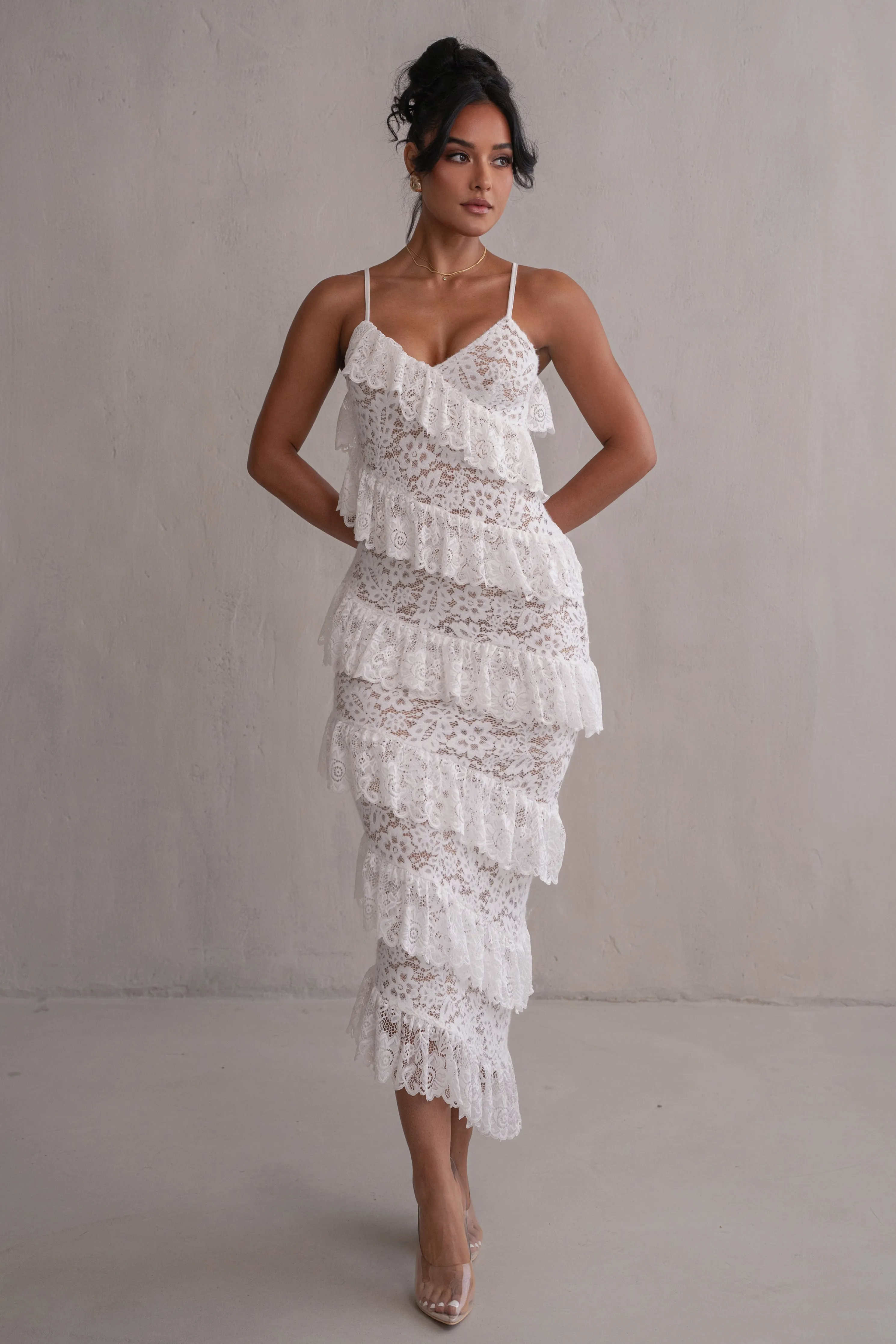 Ivory Feeling Of Forever Ruffle Dress