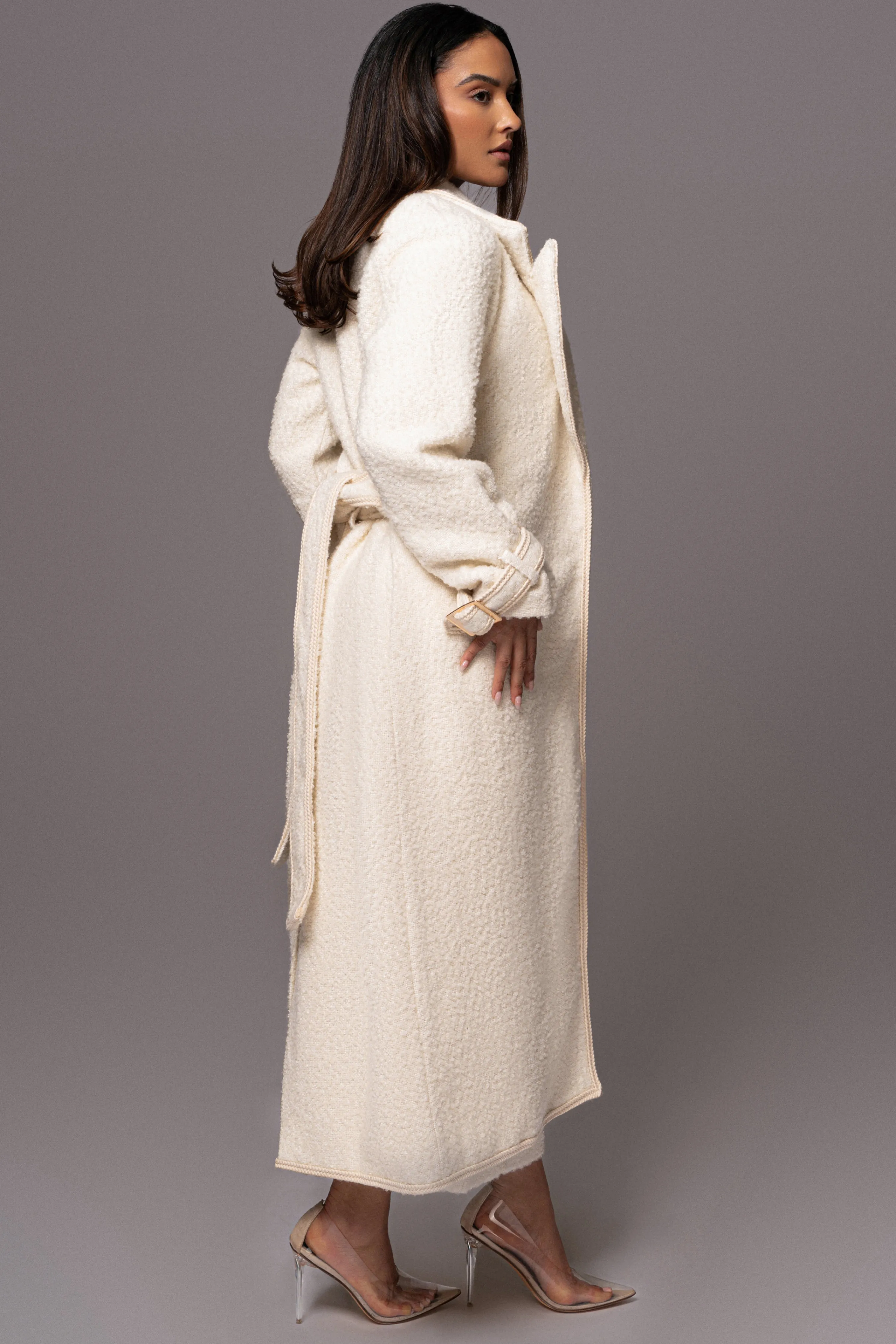 Ivory Fit For Success Boucle Coat