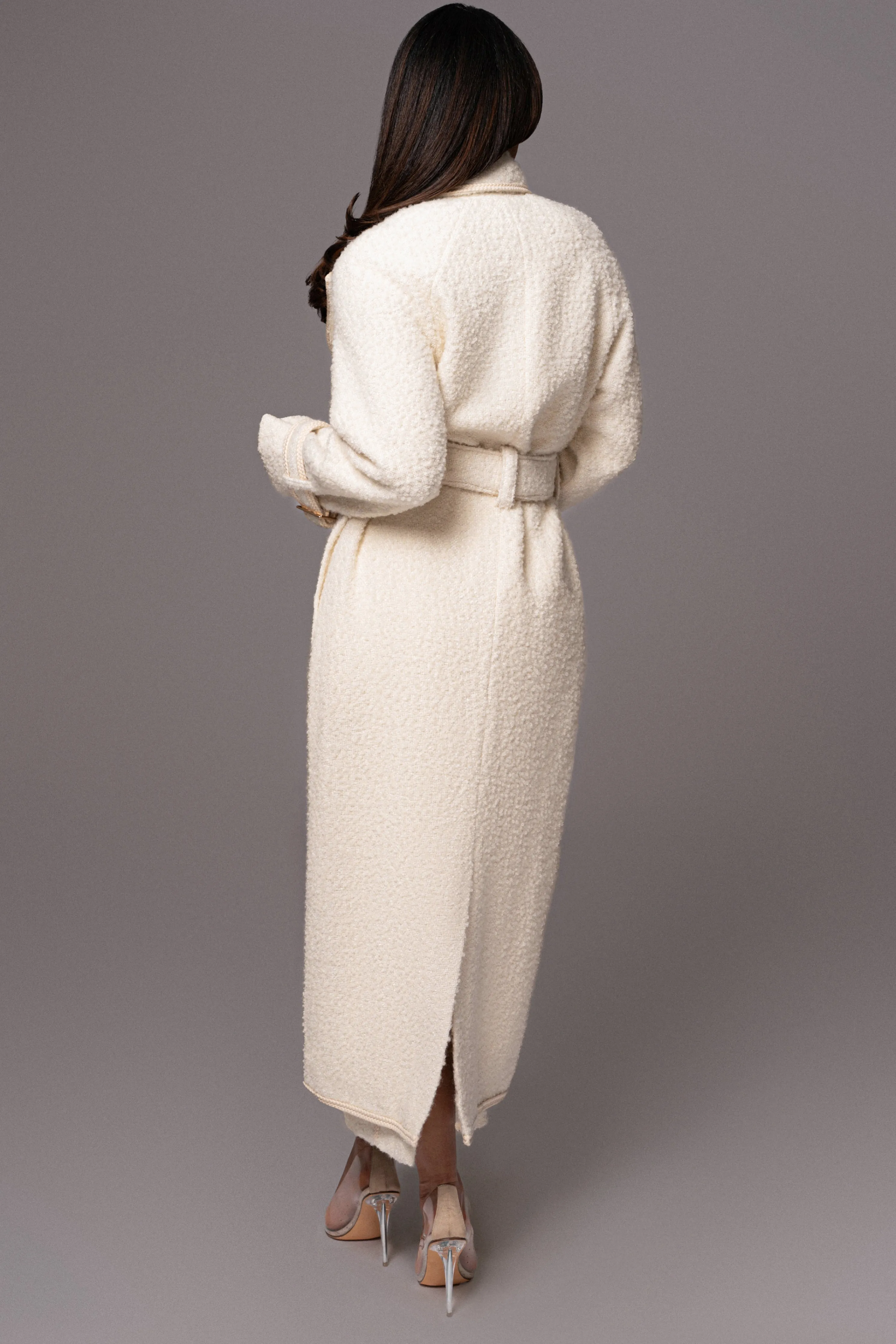Ivory Fit For Success Boucle Coat