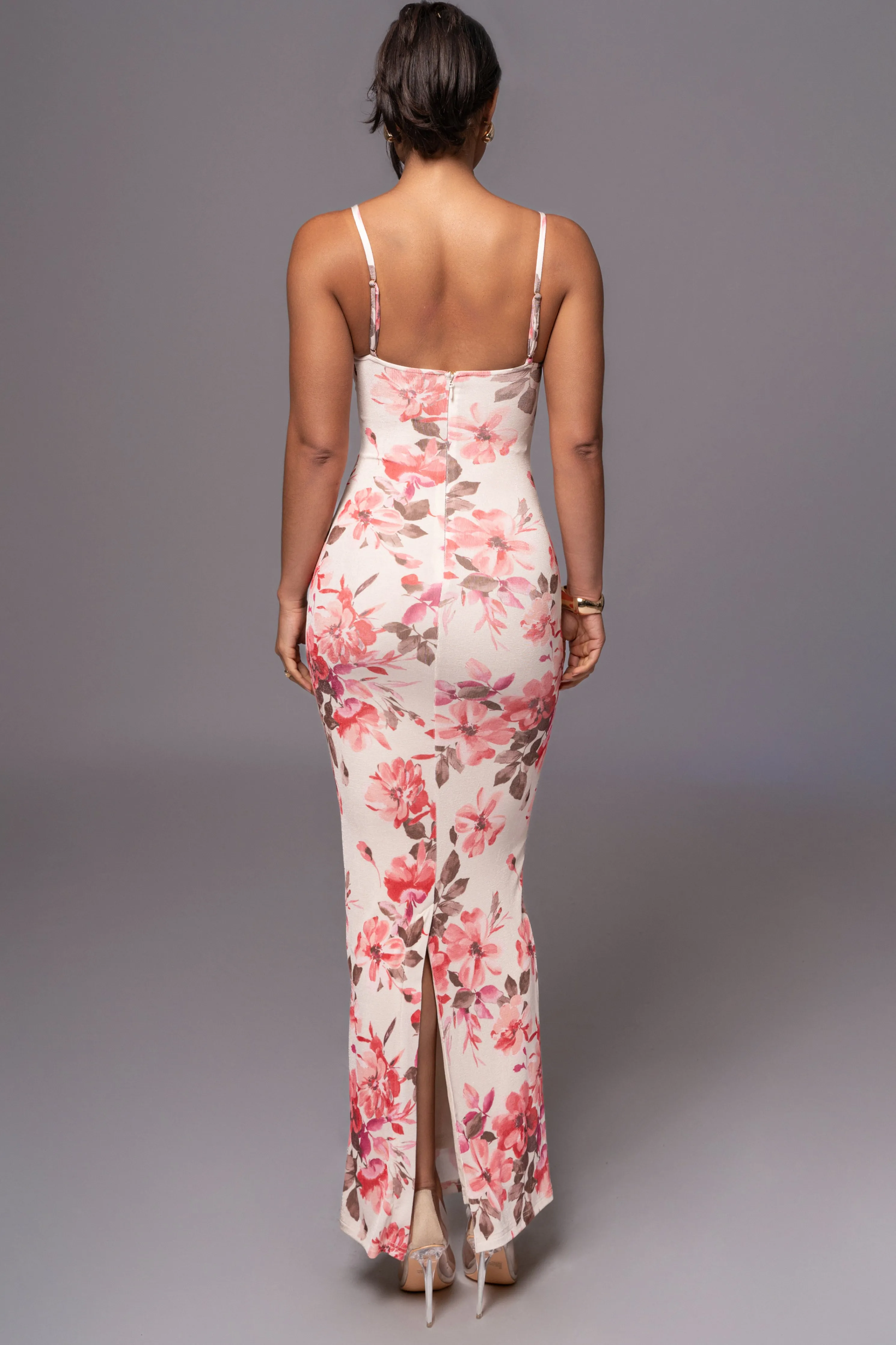 Ivory Floral Slinky Visions Of You Maxi Dress