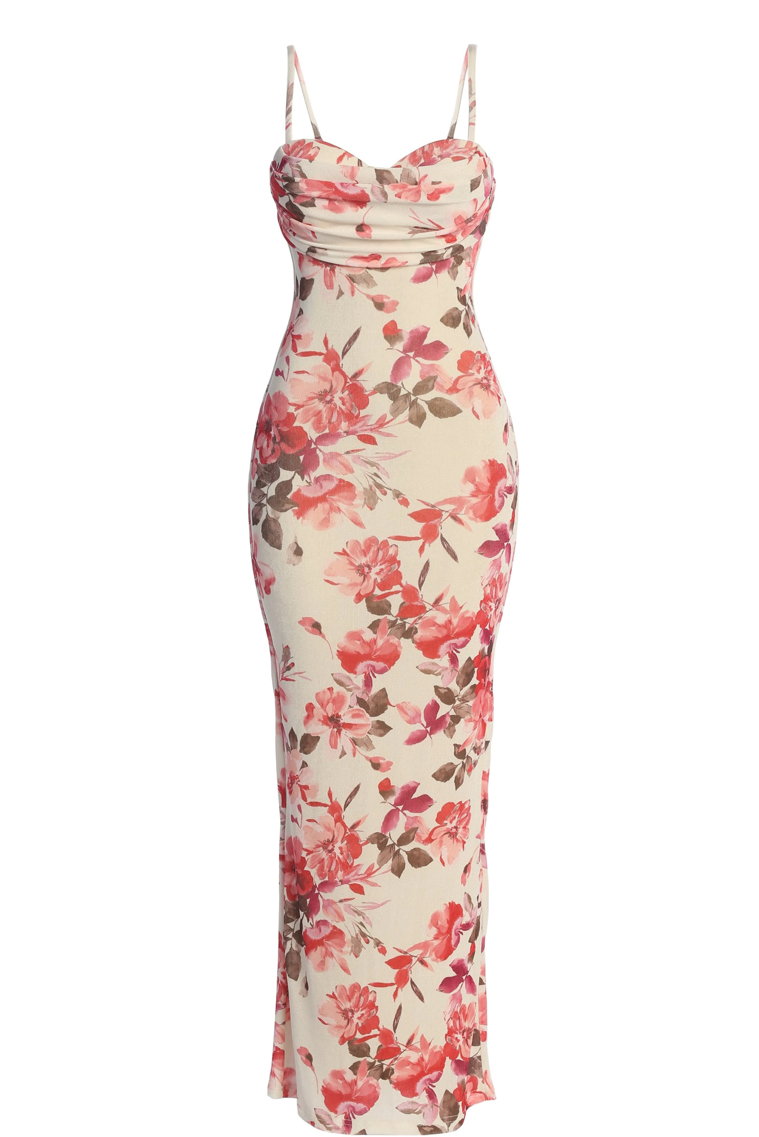 Ivory Floral Slinky Visions Of You Maxi Dress