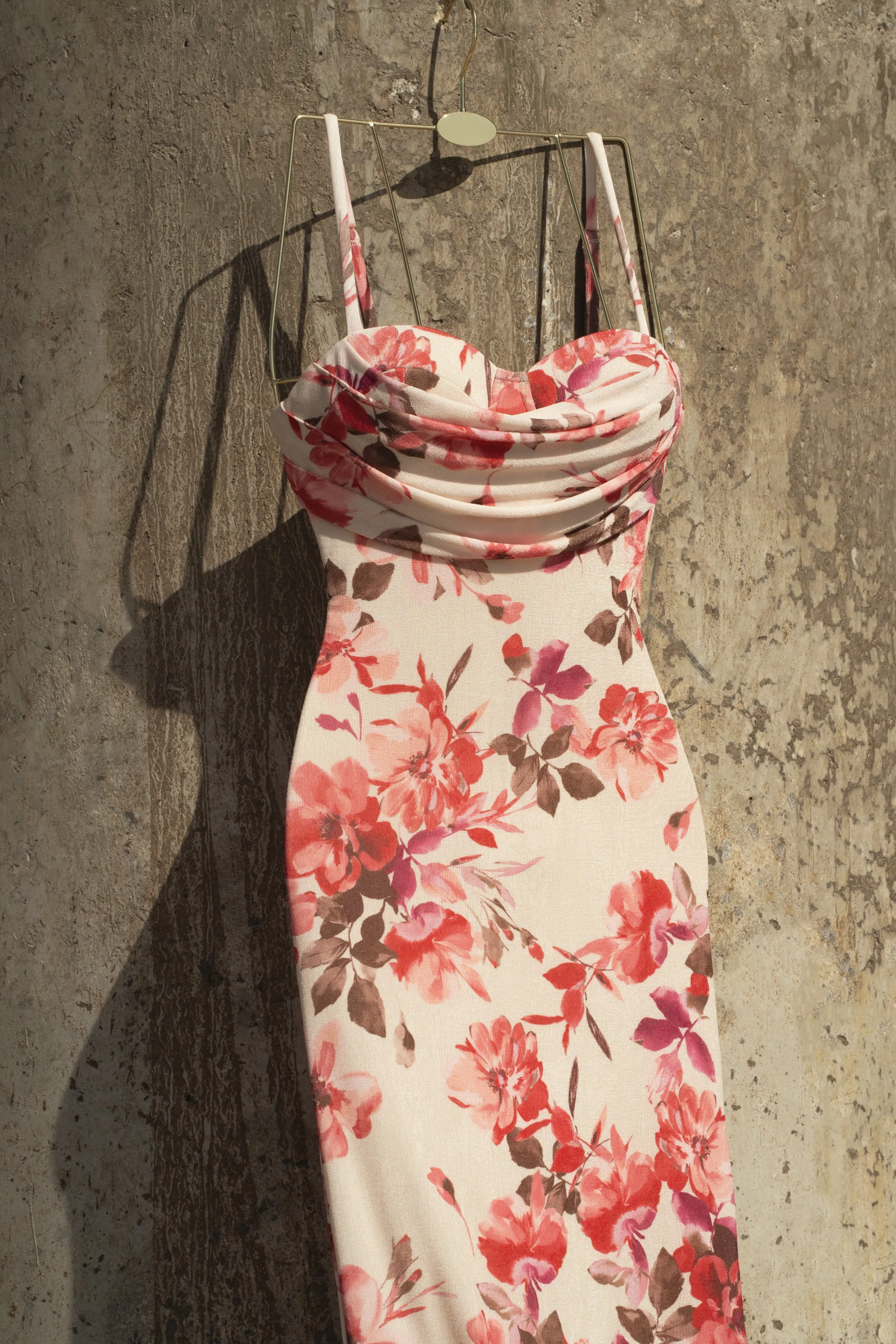 Ivory Floral Slinky Visions Of You Maxi Dress