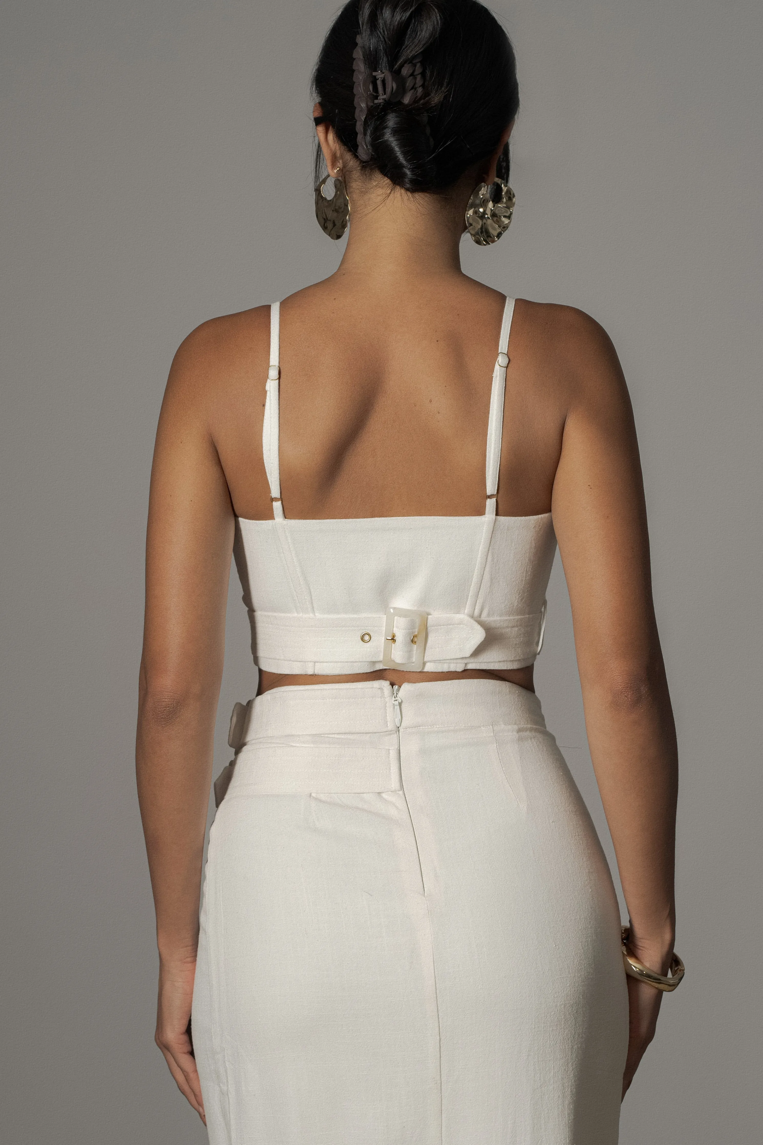 Ivory Gisele Linen Slit Skirt