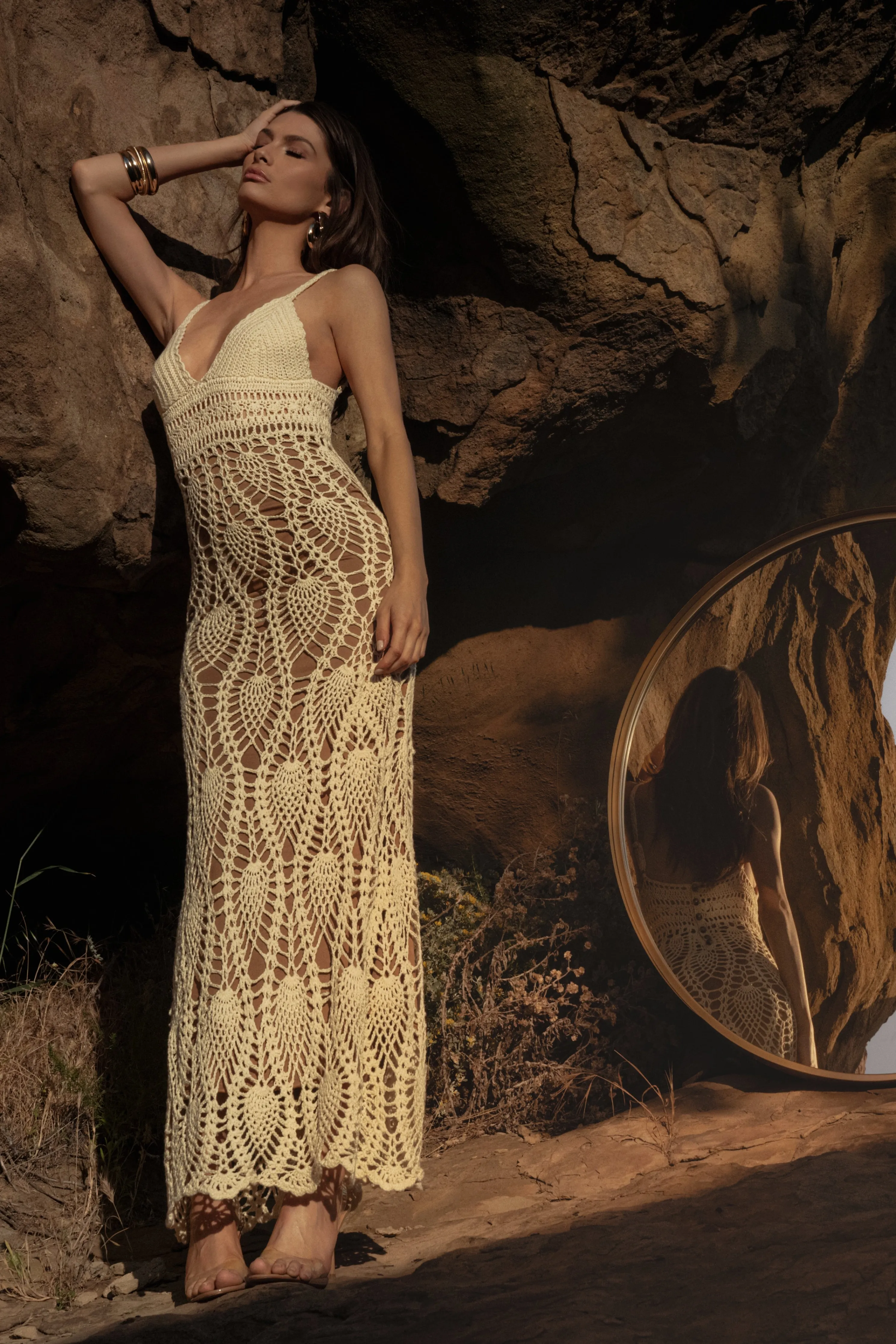 Ivory Great Escape Crochet Maxi Dress