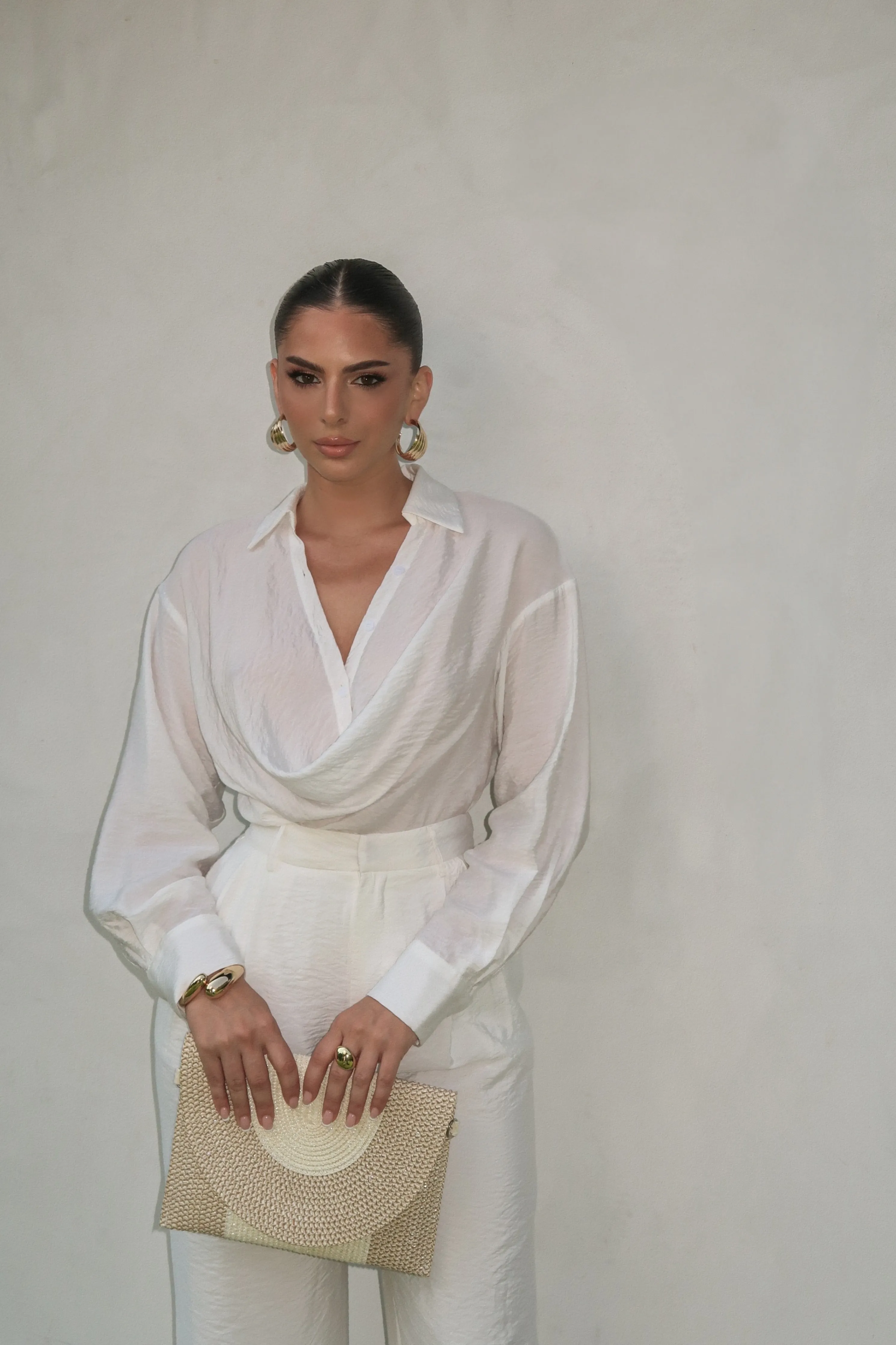 Ivory Greta Collared Top