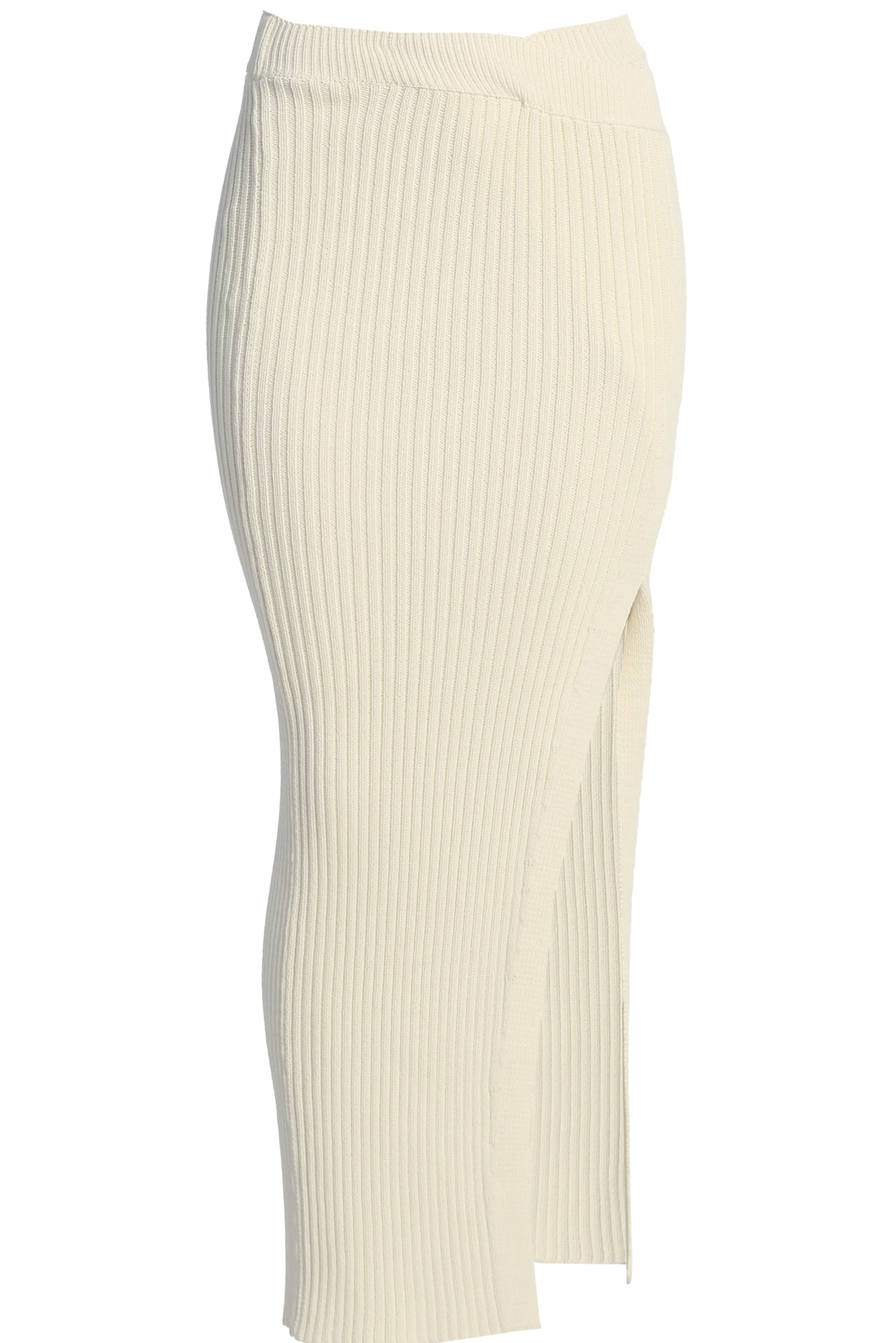 Ivory Hamptons Ribbed Slit Skirt