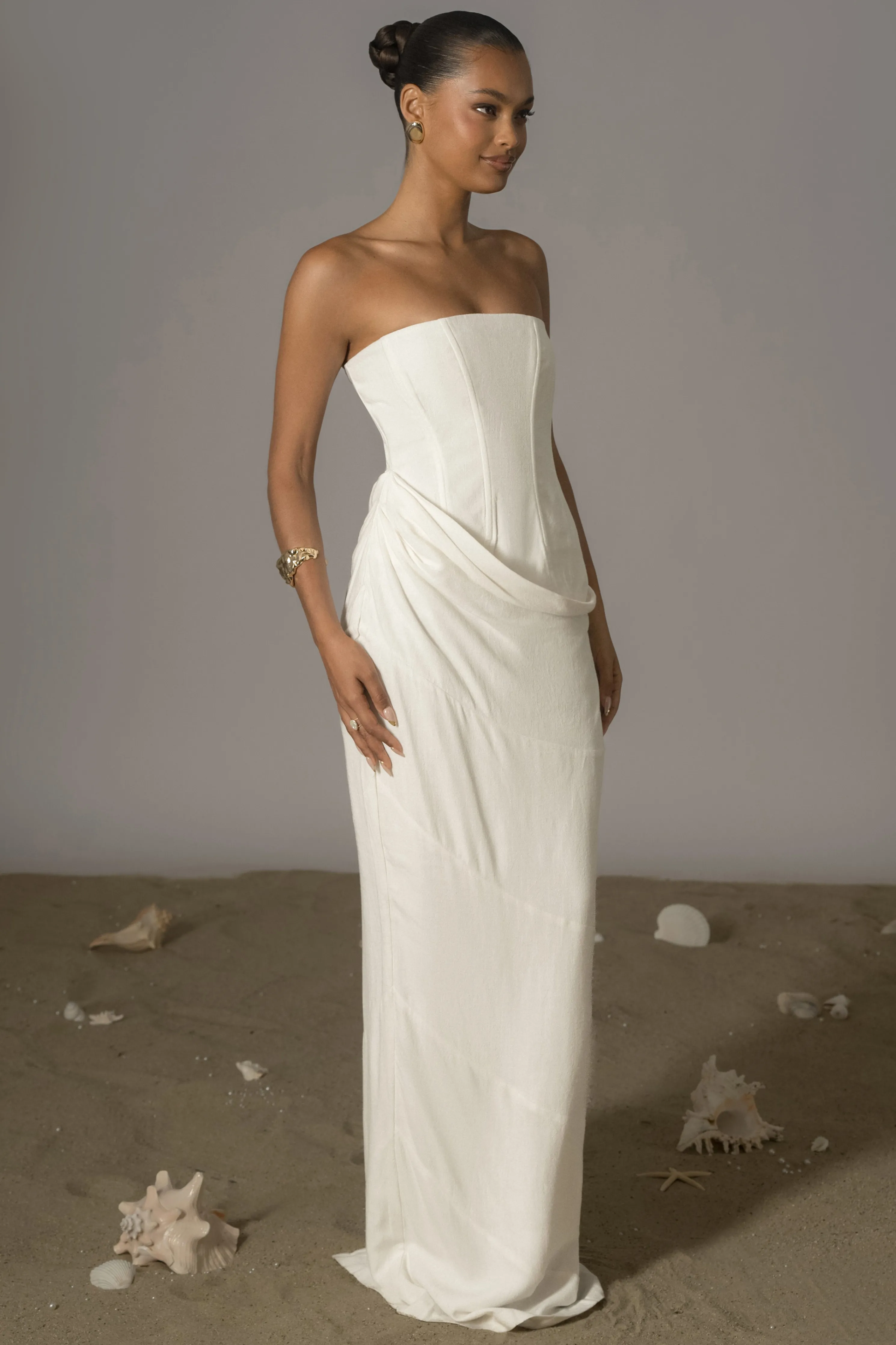 Ivory Journey Linen Maxi Dress