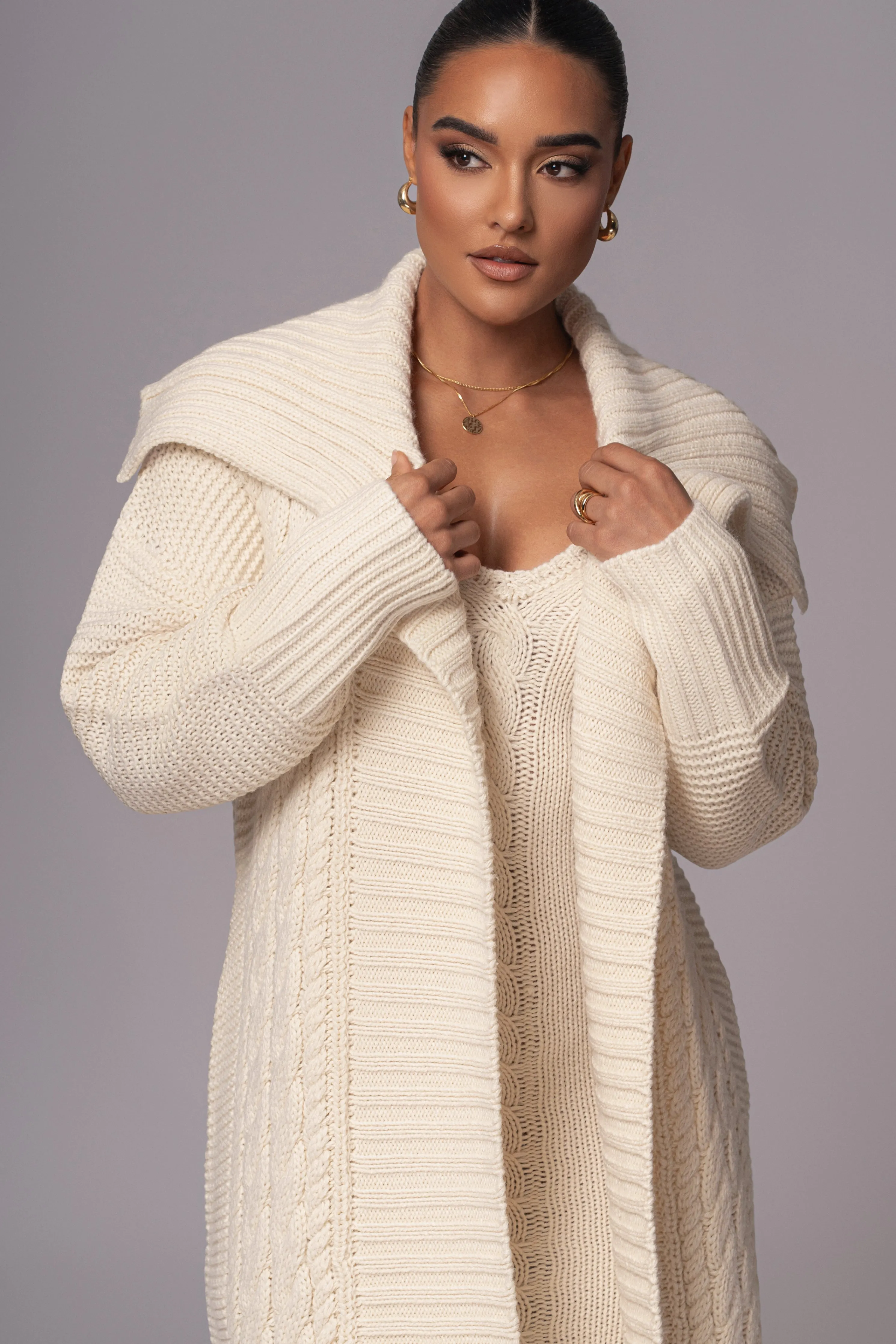 Ivory Malinda Sweater Knit Cardigan