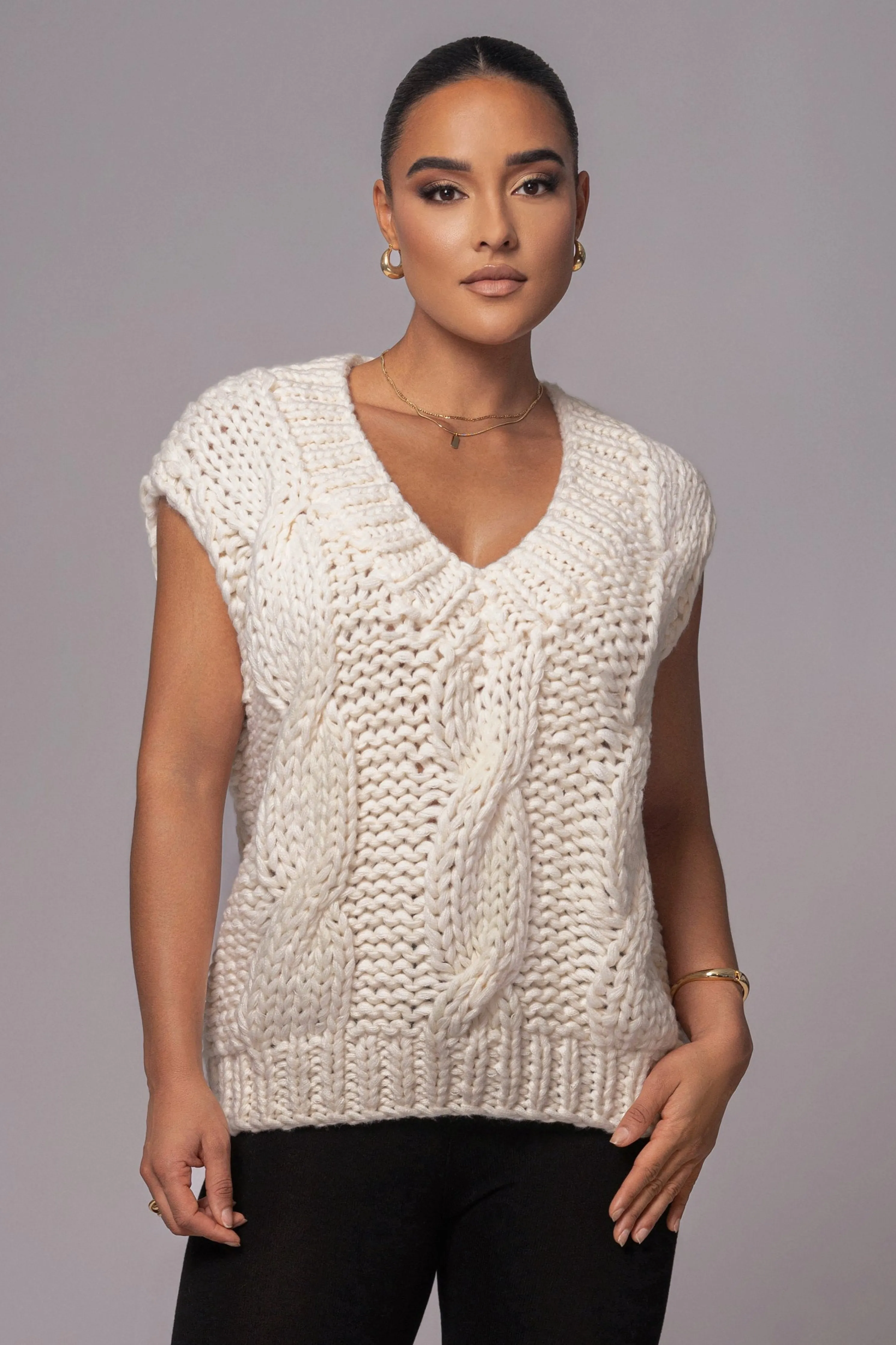 Ivory Mari Cable Knit Vest