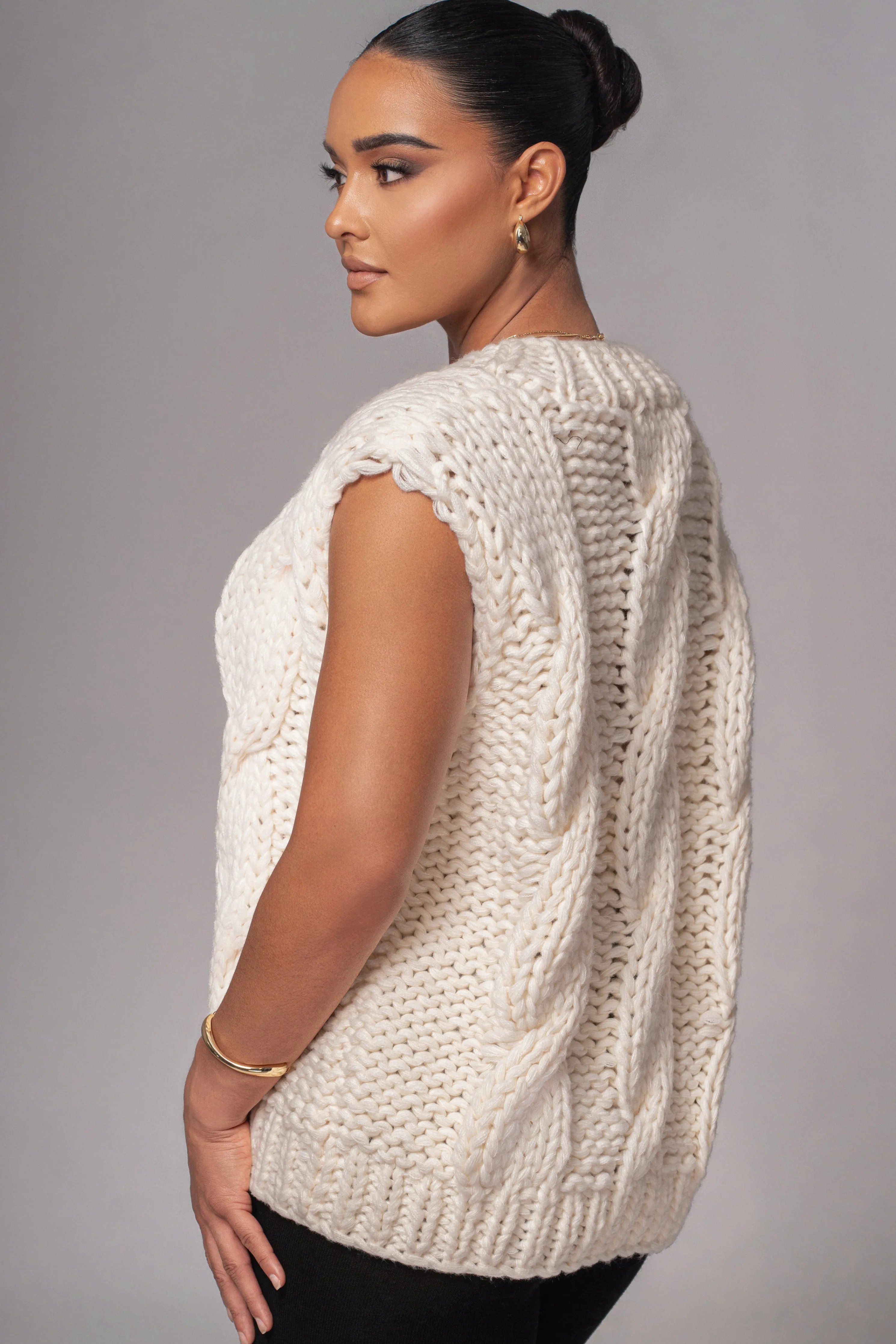 Ivory Mari Cable Knit Vest