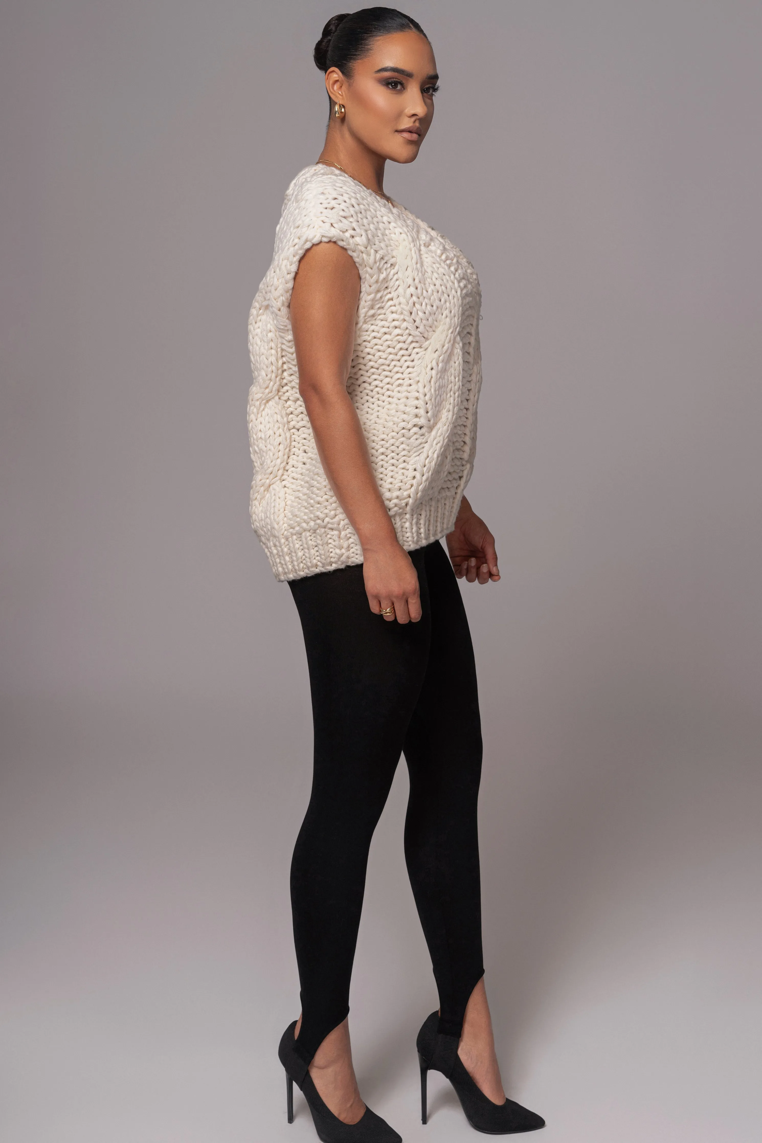 Ivory Mari Cable Knit Vest