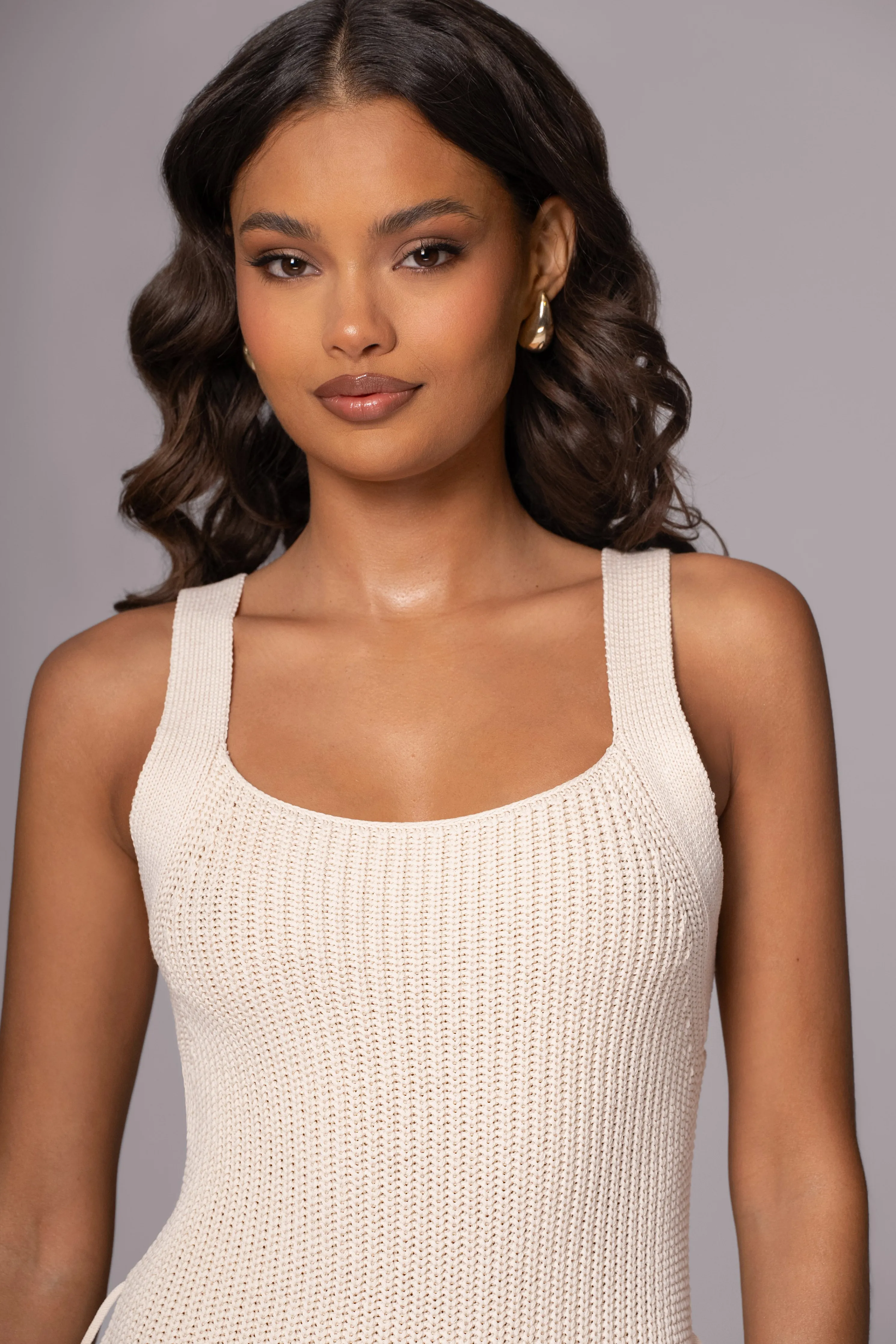 Ivory Moonrise Ribbed Maxi Dress