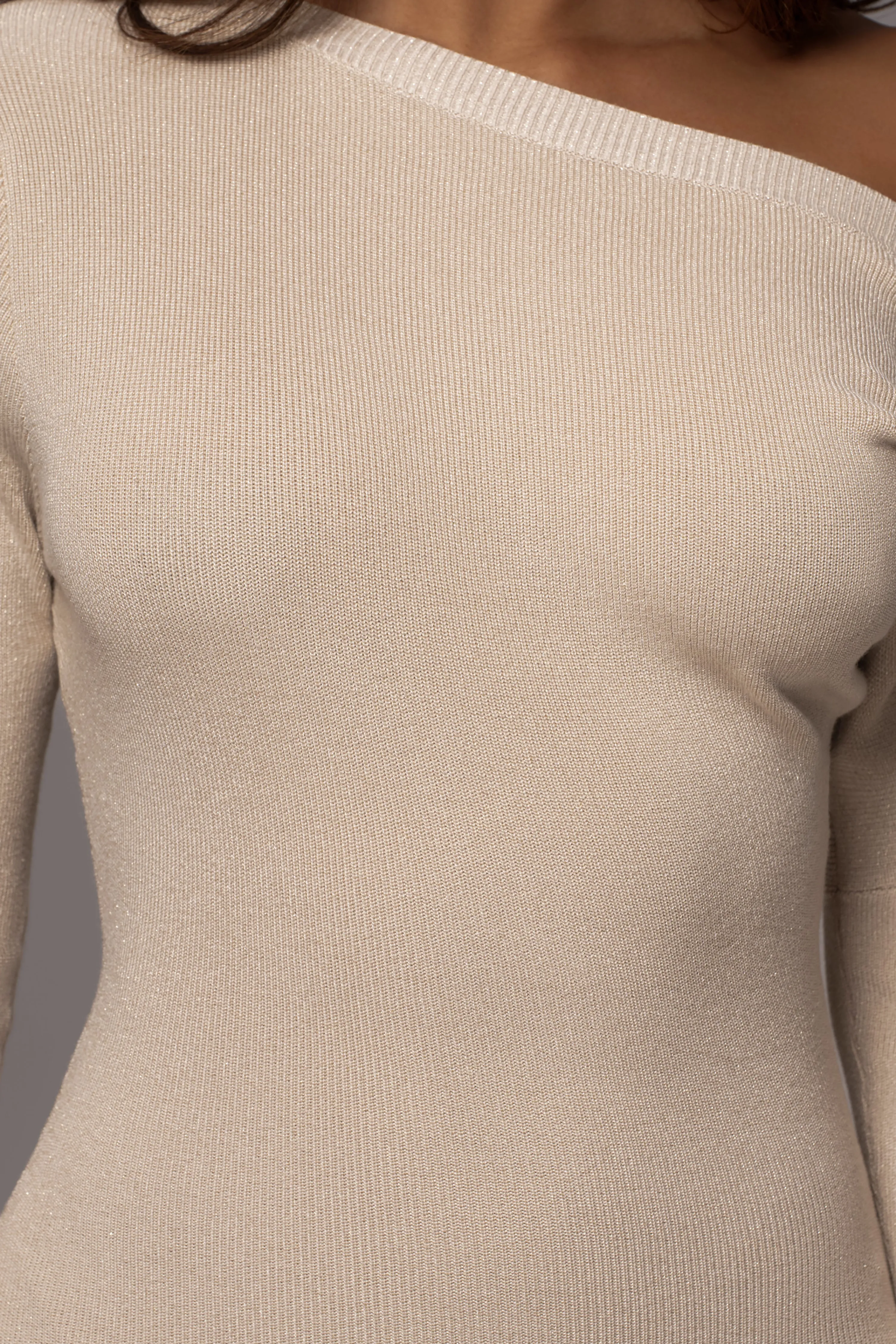 Ivory Night Shimmers Asymmetrical Maxi Dress