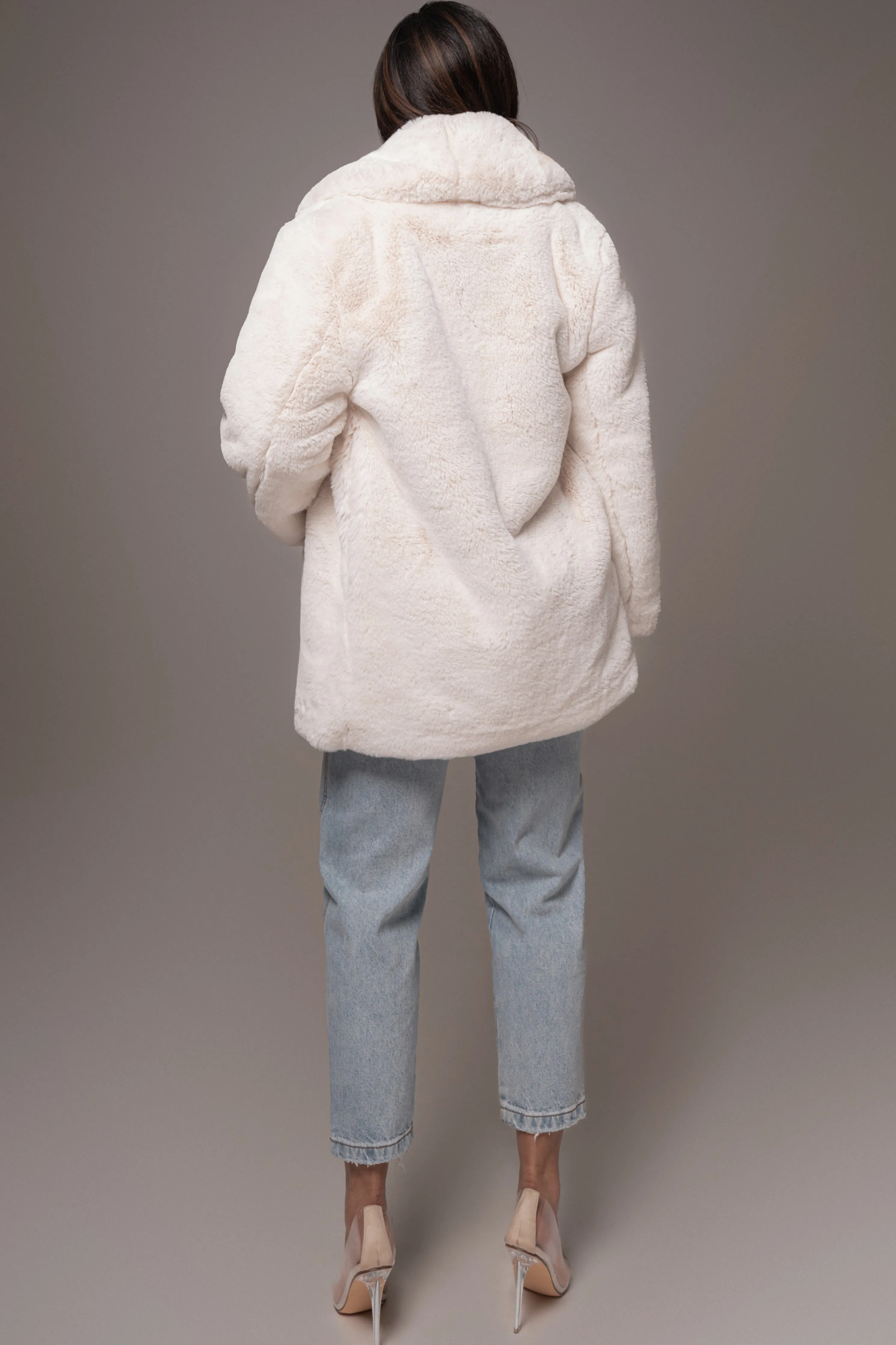 Ivory Refined Faux Fur Oversized Coat