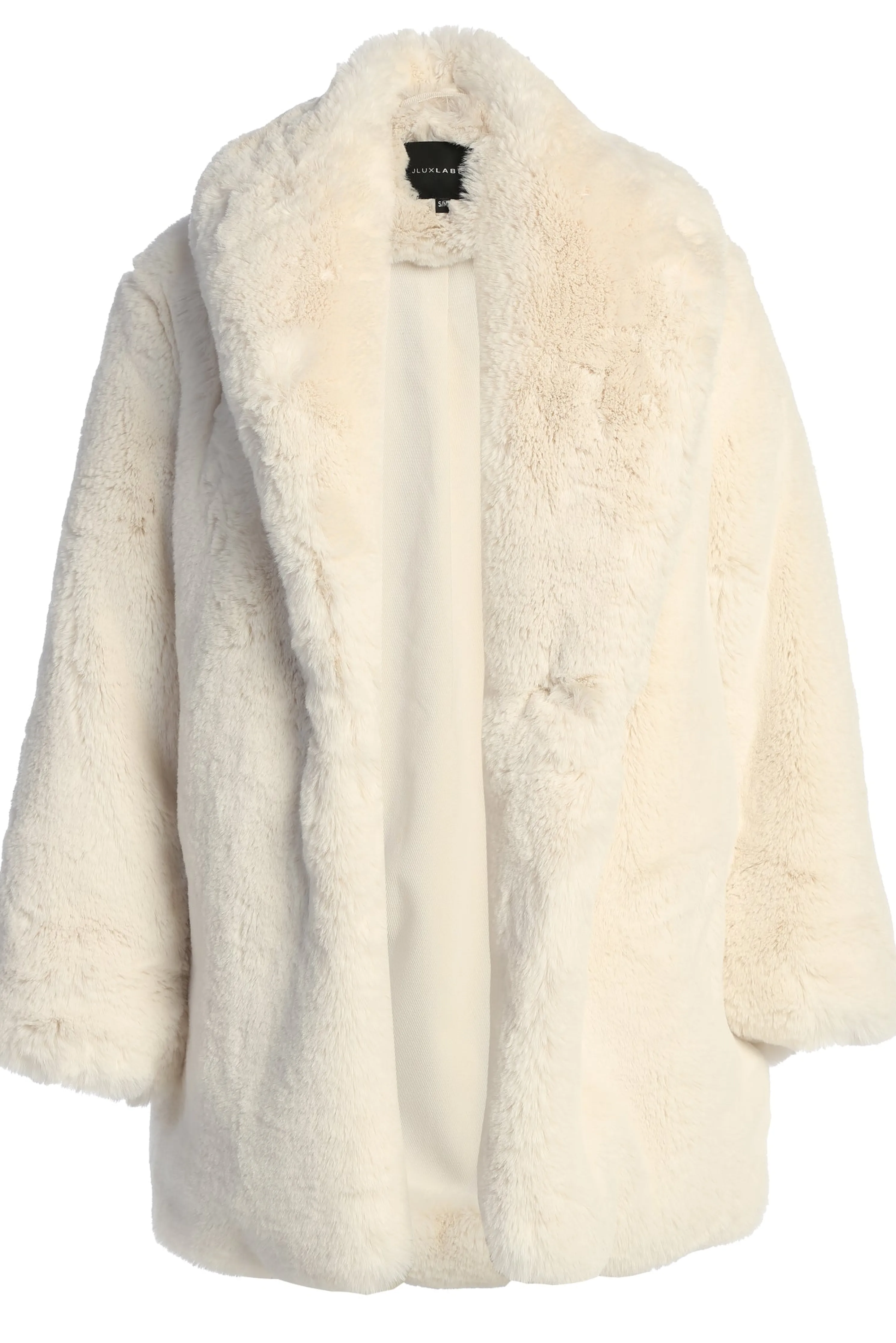 Ivory Refined Faux Fur Oversized Coat