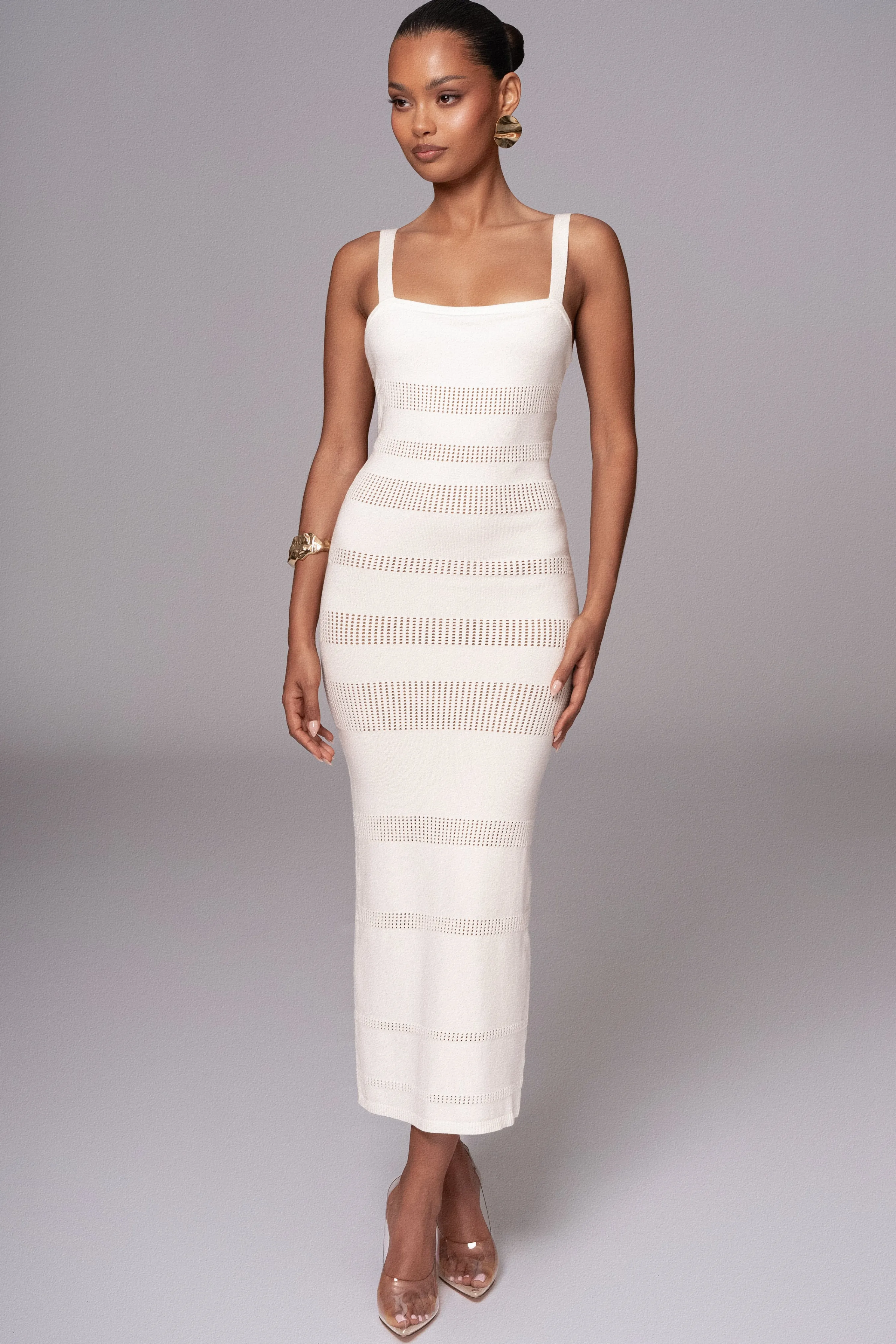 Ivory Sandy Shores Knit Midi Dress
