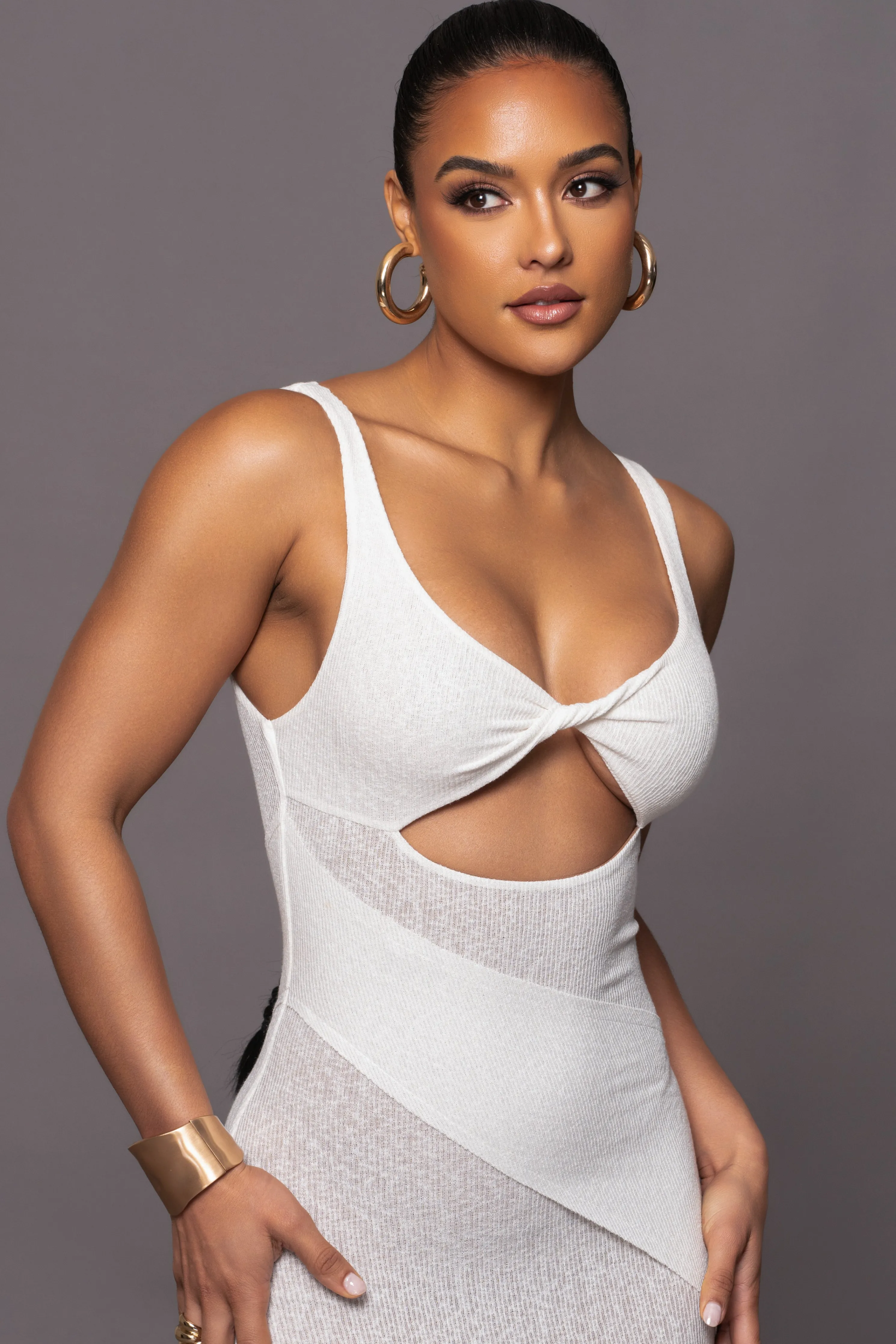 Ivory Shift Of Feelings Midi Dress