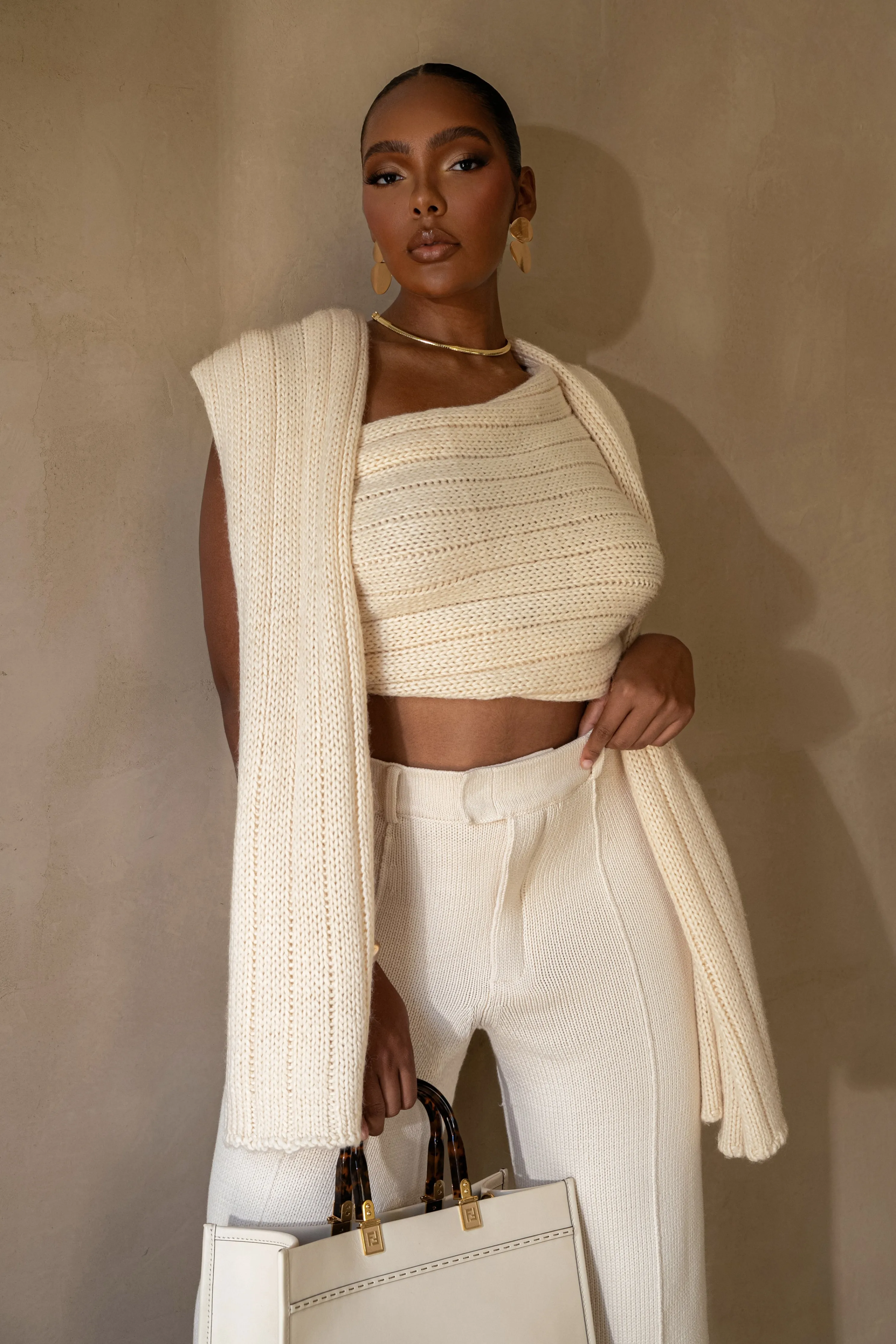 Ivory Soft Life Cable Knit Sweater Top