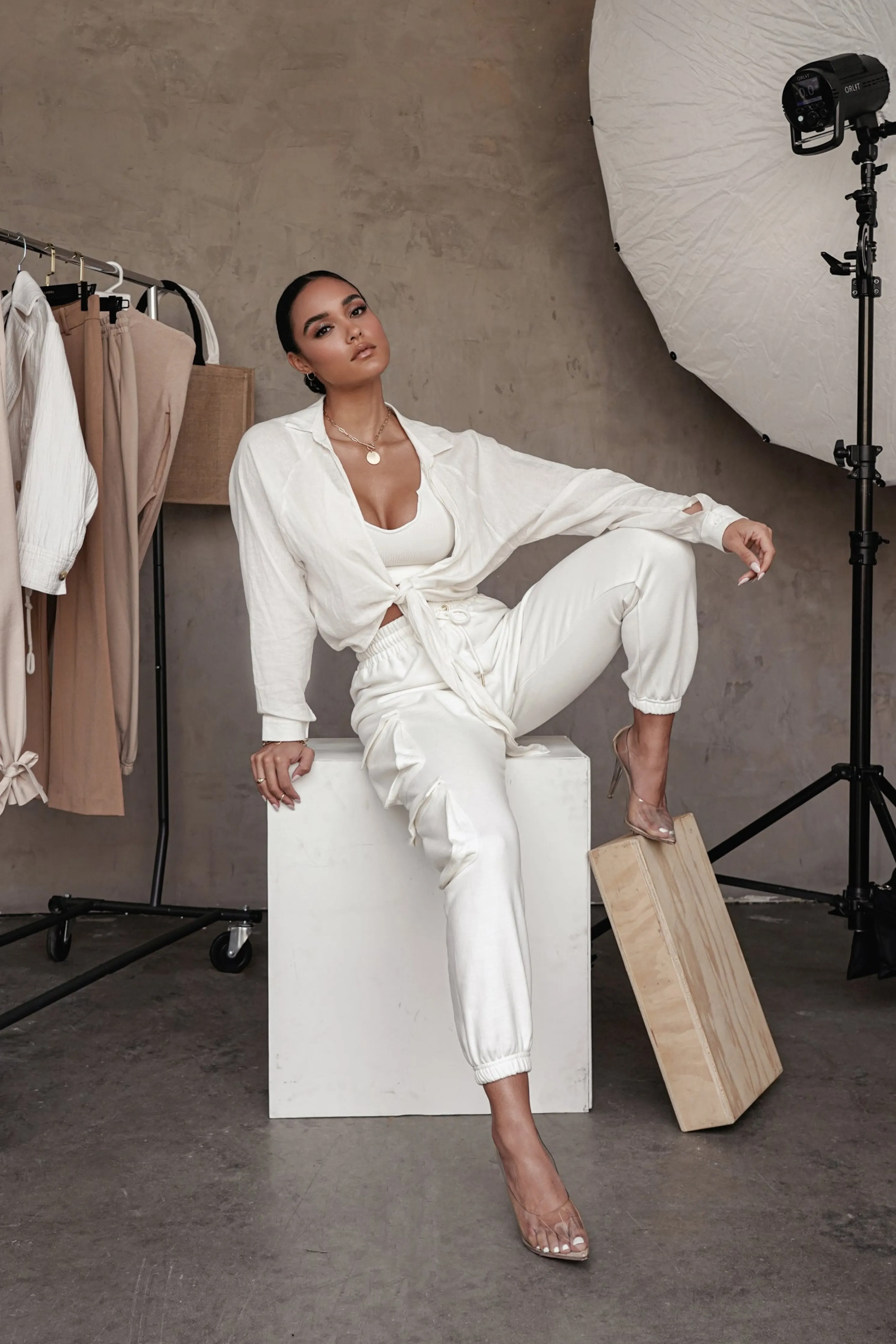 Ivory Soho Front Tied Woven Top