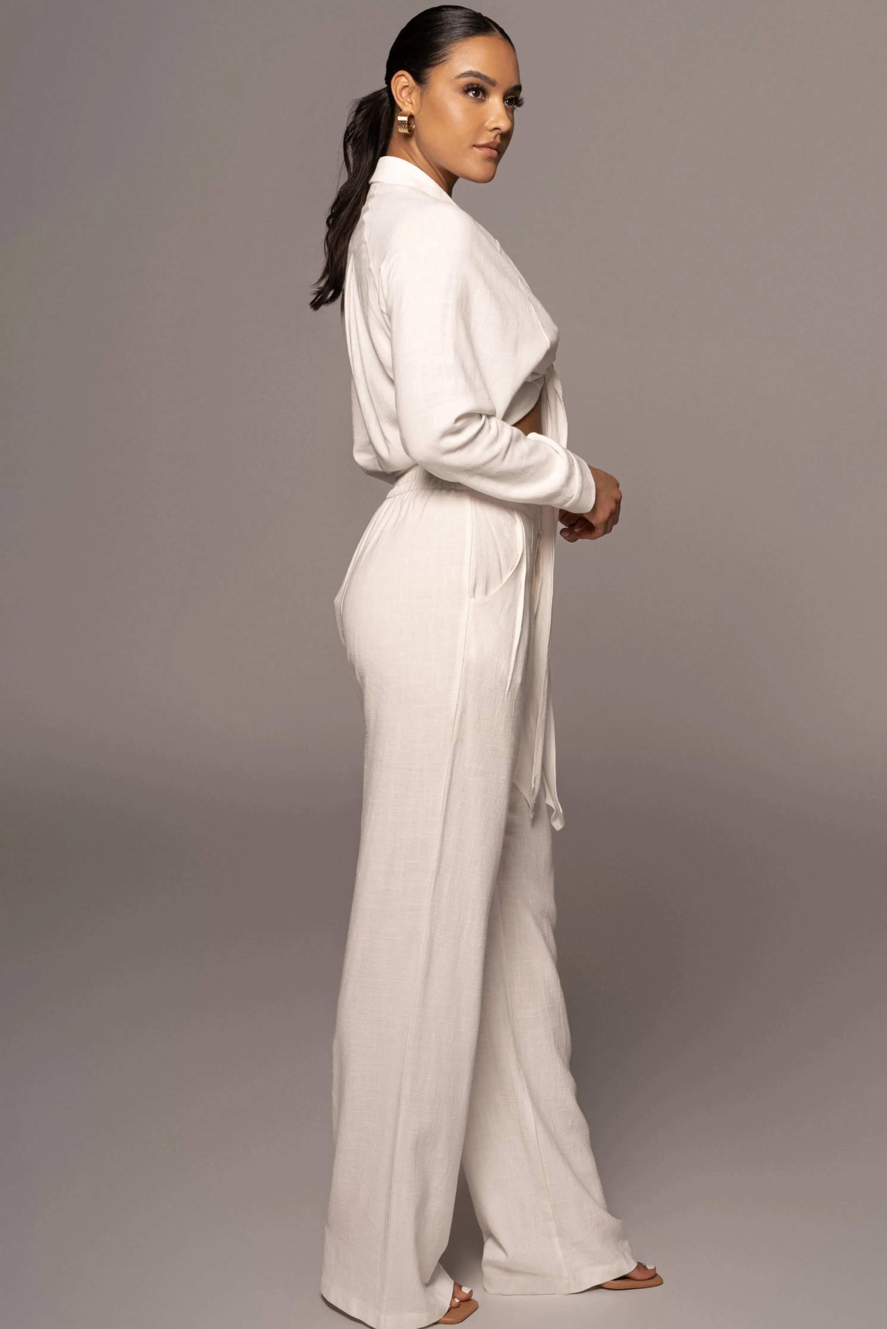 Ivory Soho Front Tied Woven Top