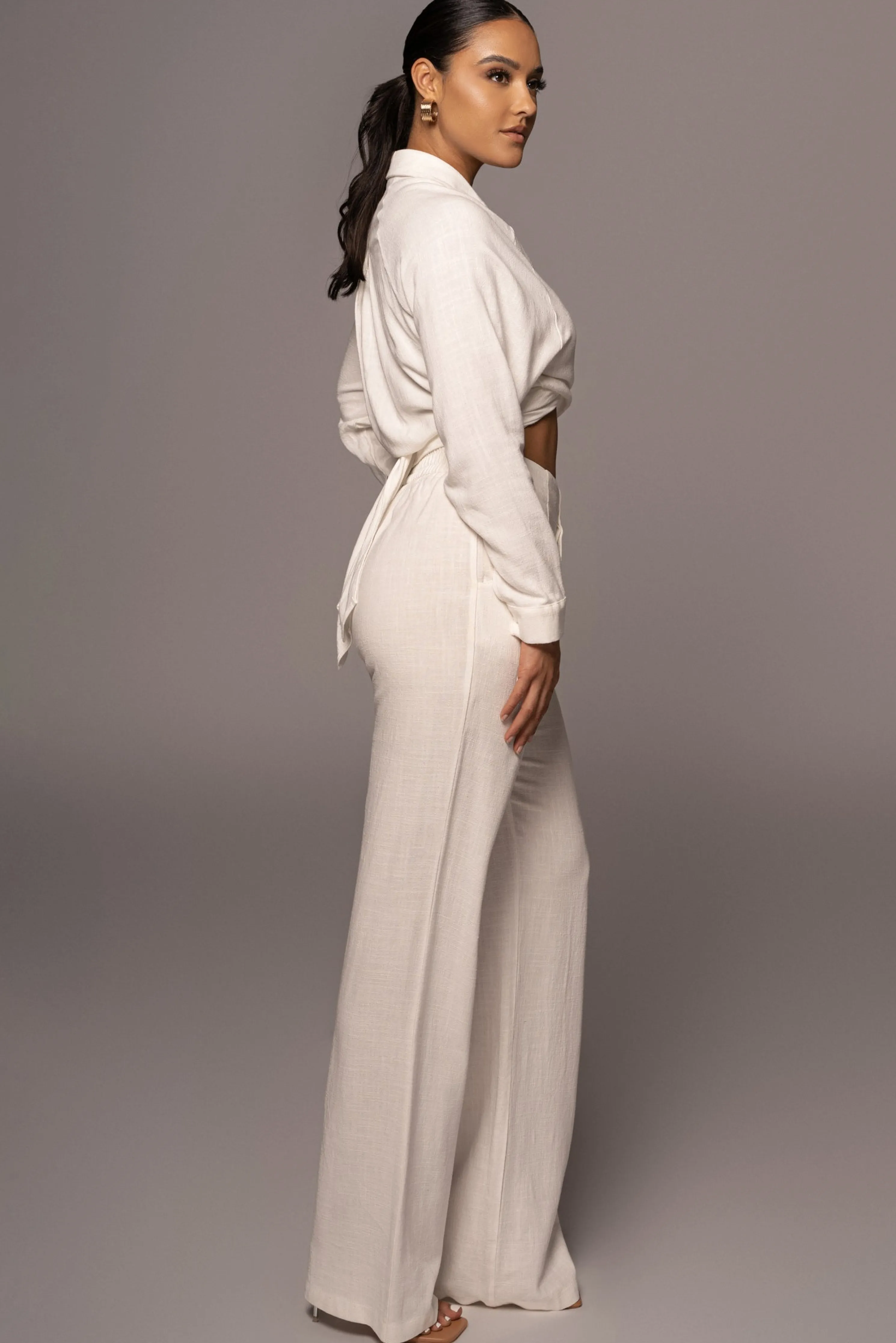 Ivory Soho Front Tied Woven Top