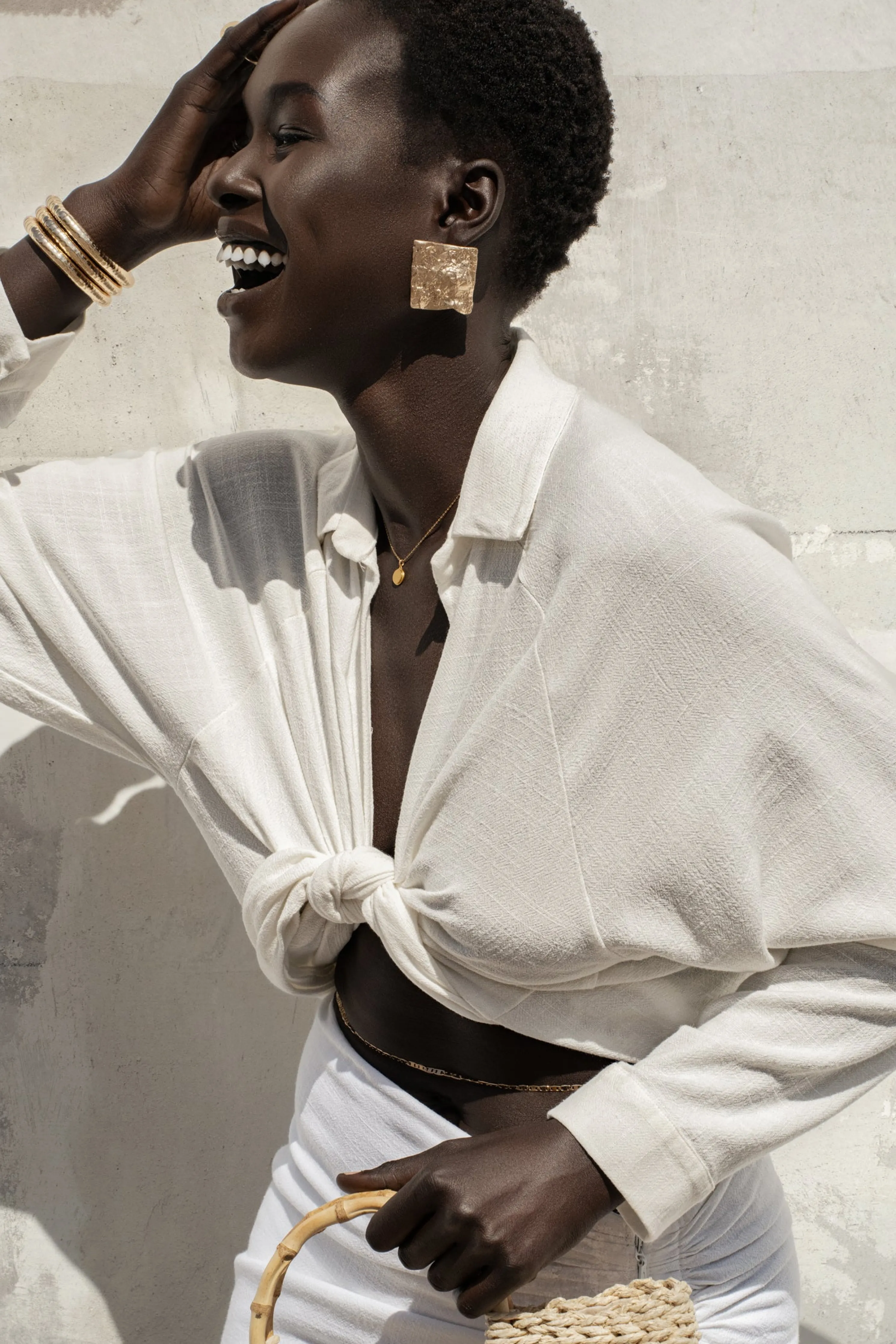 Ivory Soho Front Tied Woven Top