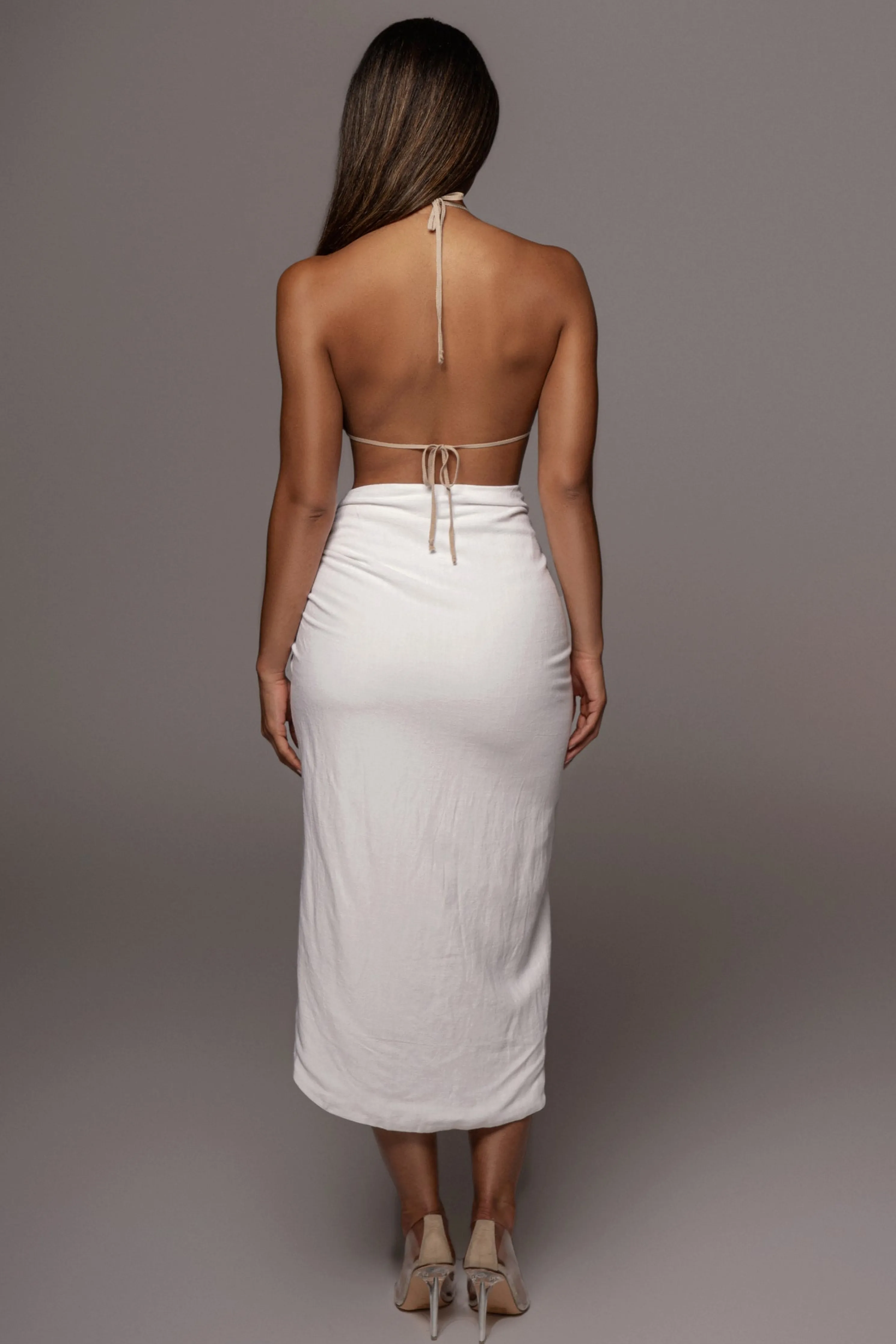 Ivory Spring Ruched Linen Skirt