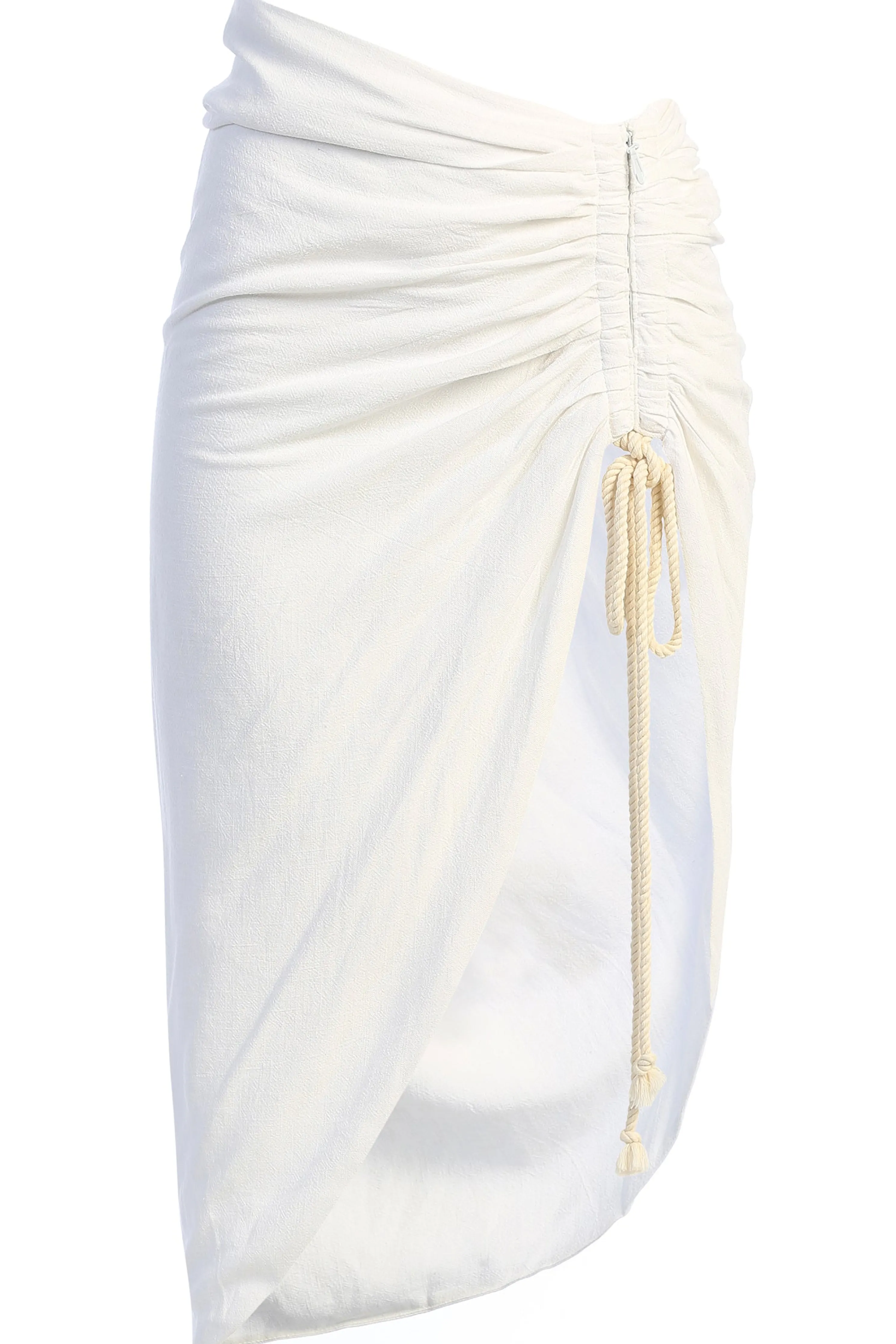 Ivory Spring Ruched Linen Skirt