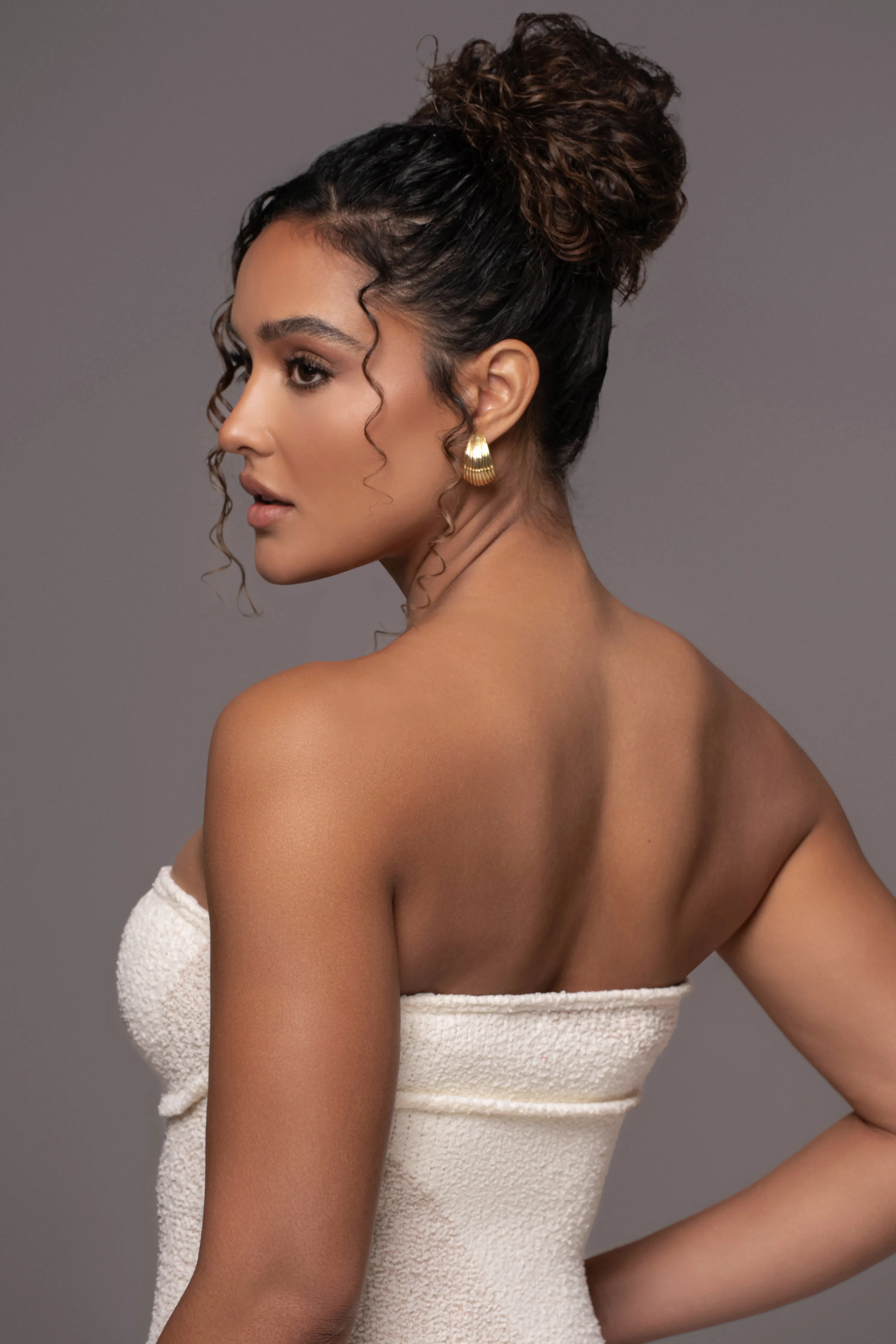 Ivory Sundown Strapless Midi Dress